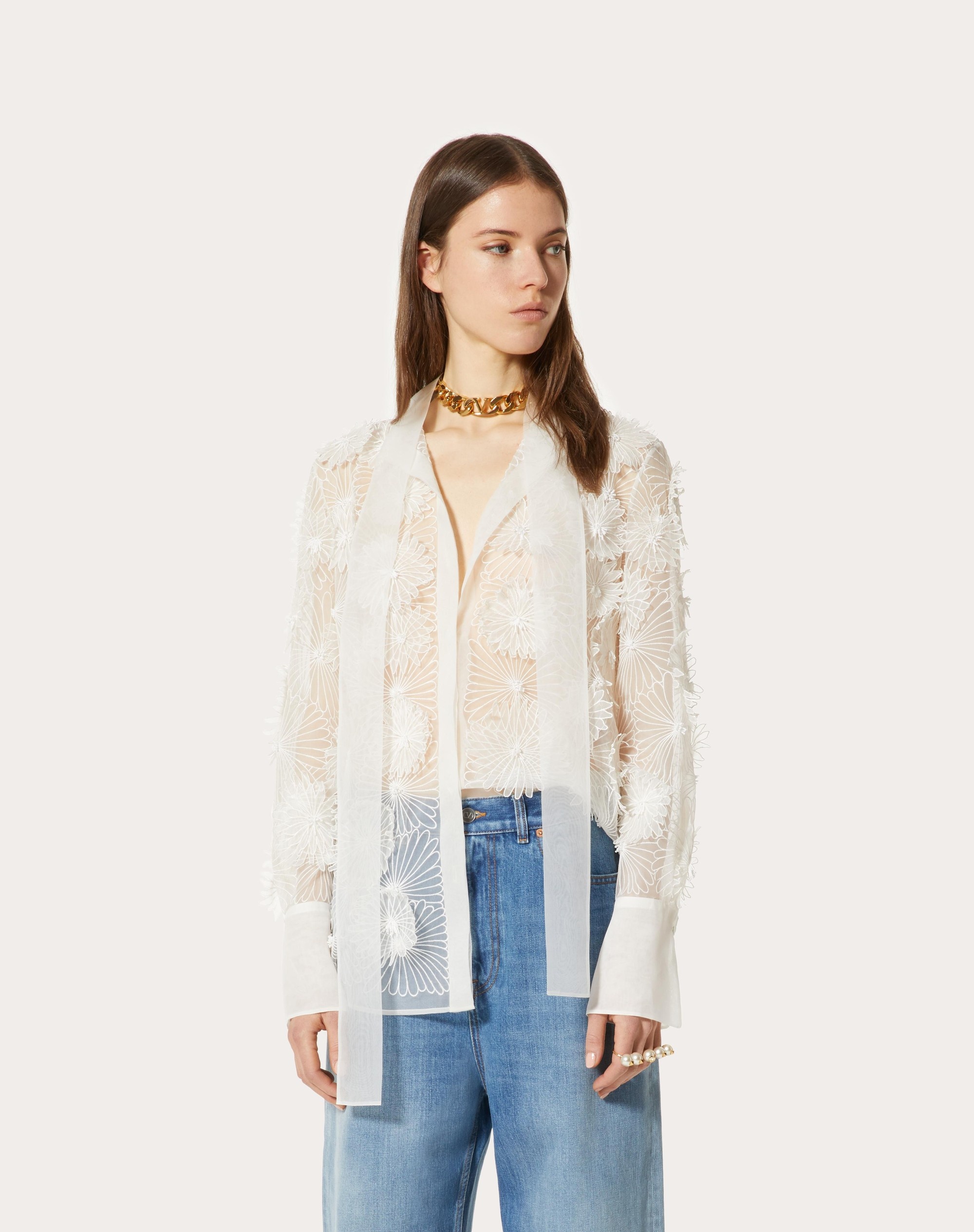 EMBROIDERED ORGANZA SHIRT - 3