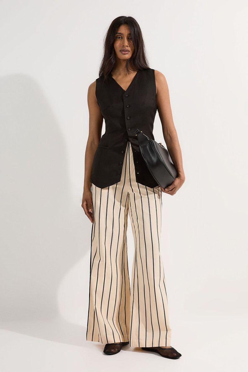 Cotton Stripe Belted Woven Trouser 1
