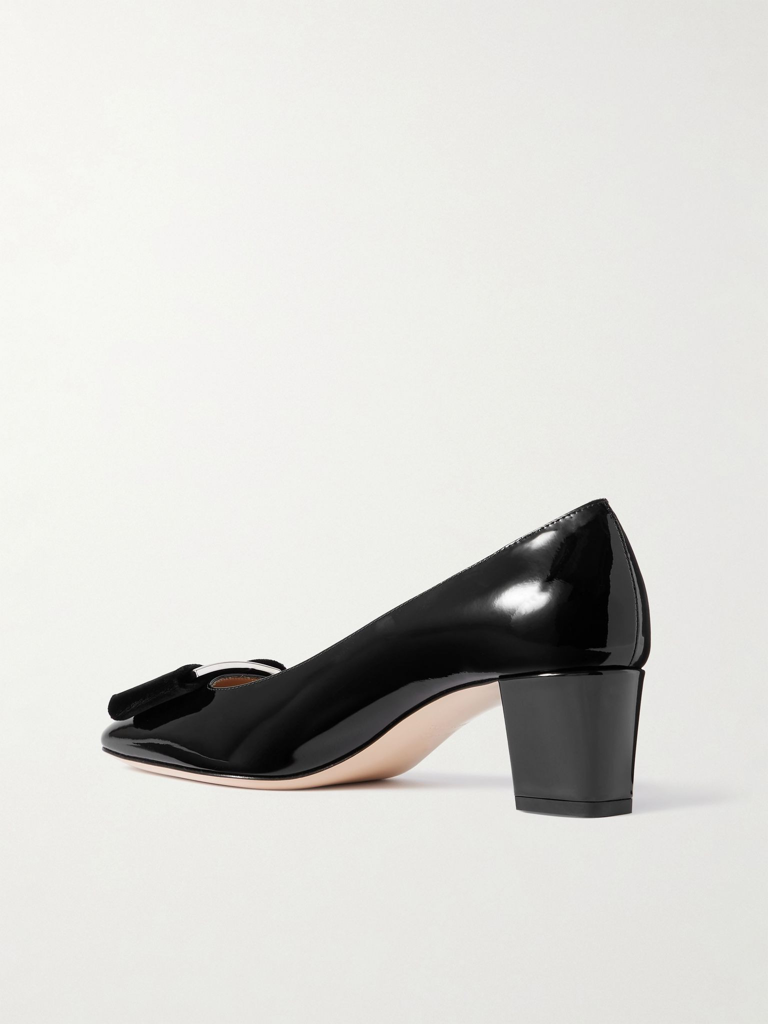 Audrey embellished velvet-trimmed patent-leather pumps Black - 3