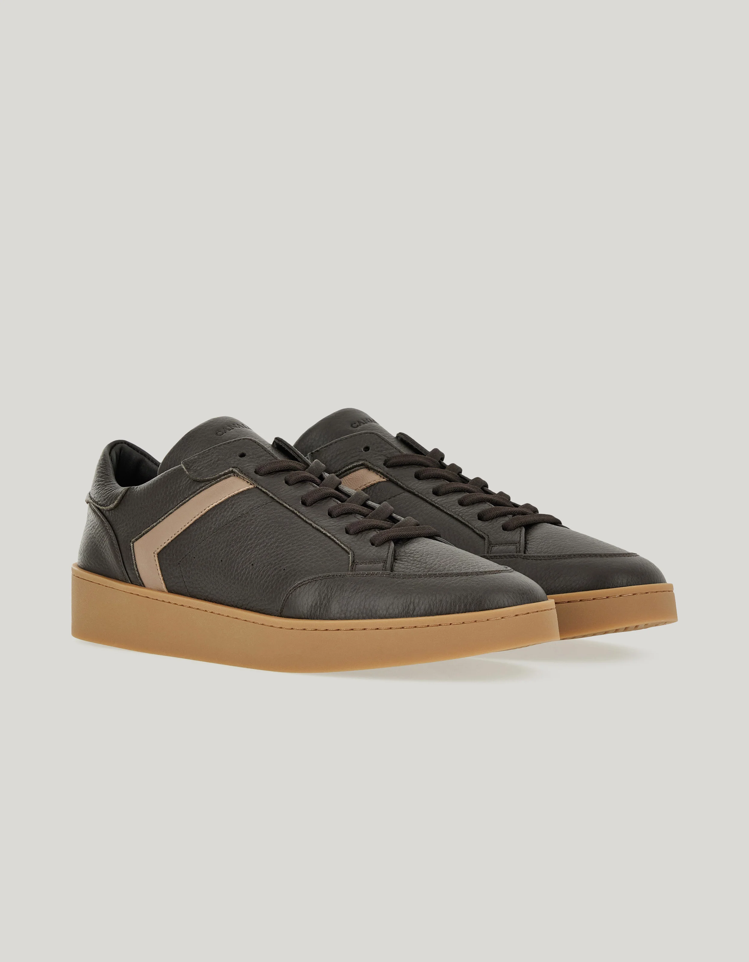 CANALI NUVOLA SNEAKERS DERBY IN DEERSKIN AND SHEEPSKIN WITH RUBBER SOLE BROWN - 1