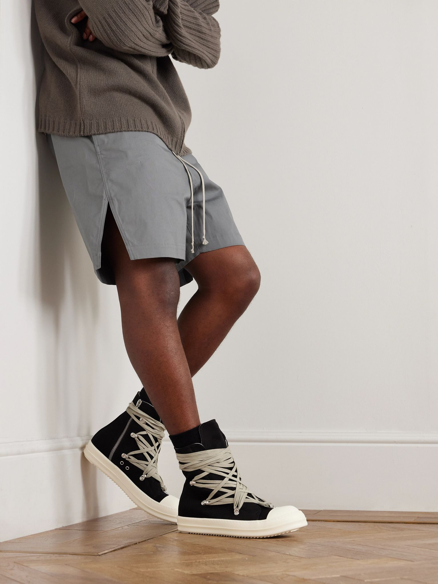 Megalace Denim High-Top Sneakers Black - 2