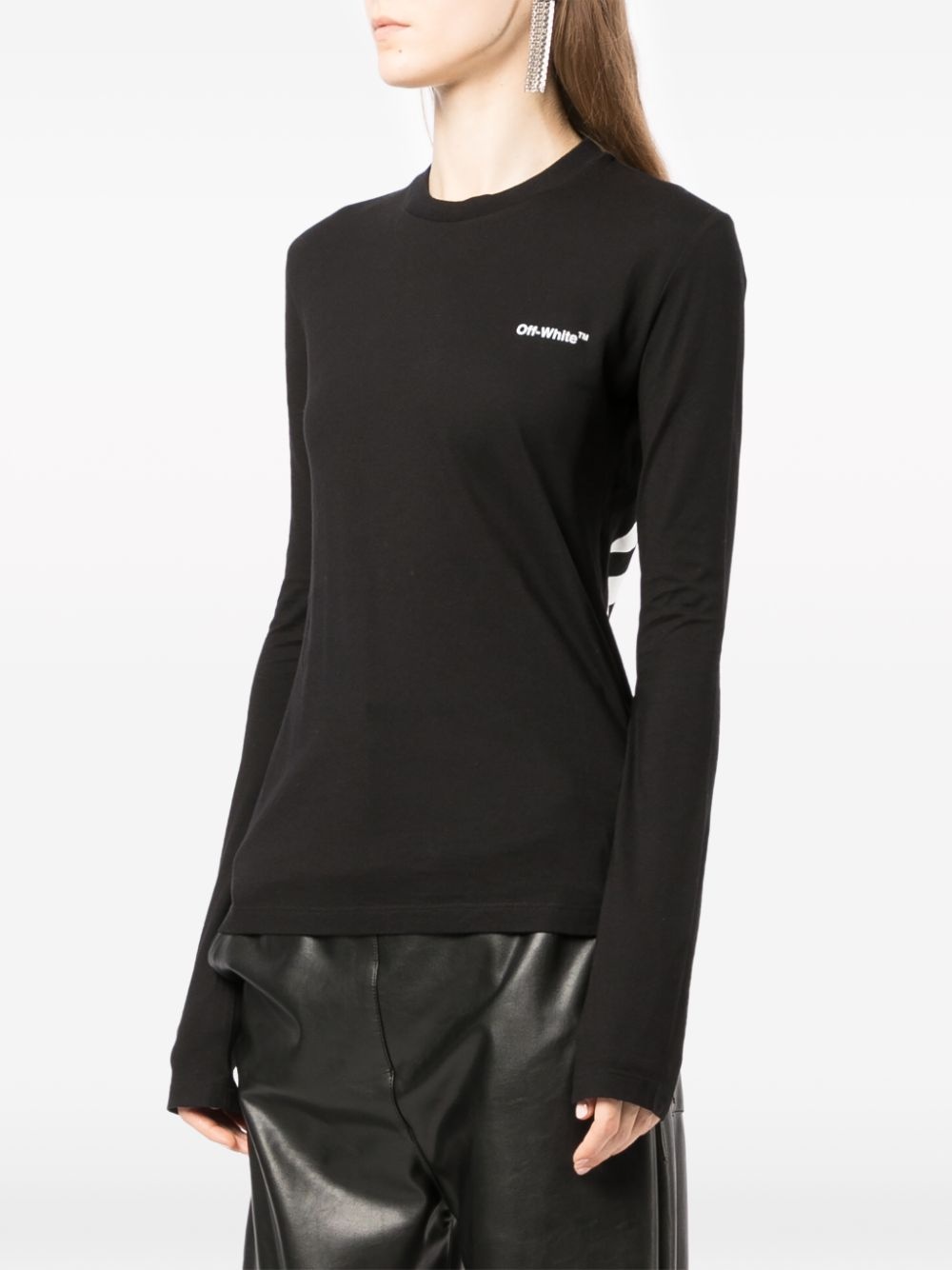 Diag-stripe long-sleeved T-shirt - 3