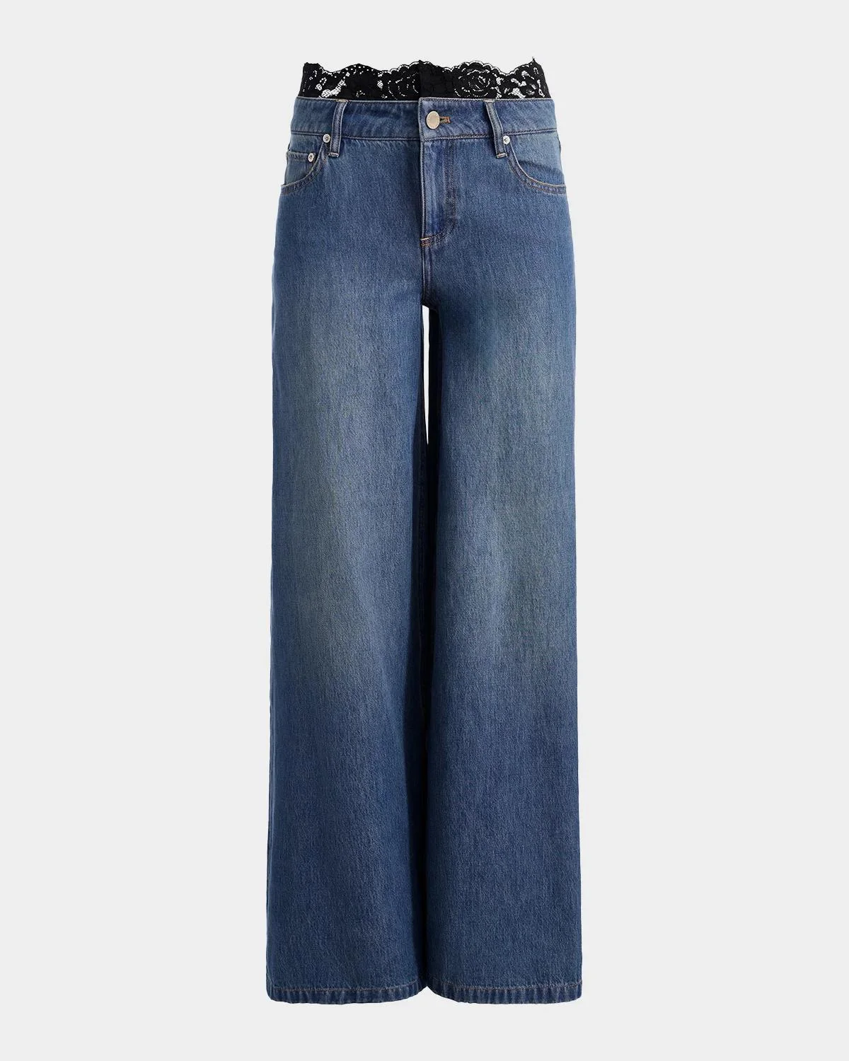 Ian Lace Waistband Wide-Leg Jeans - 1