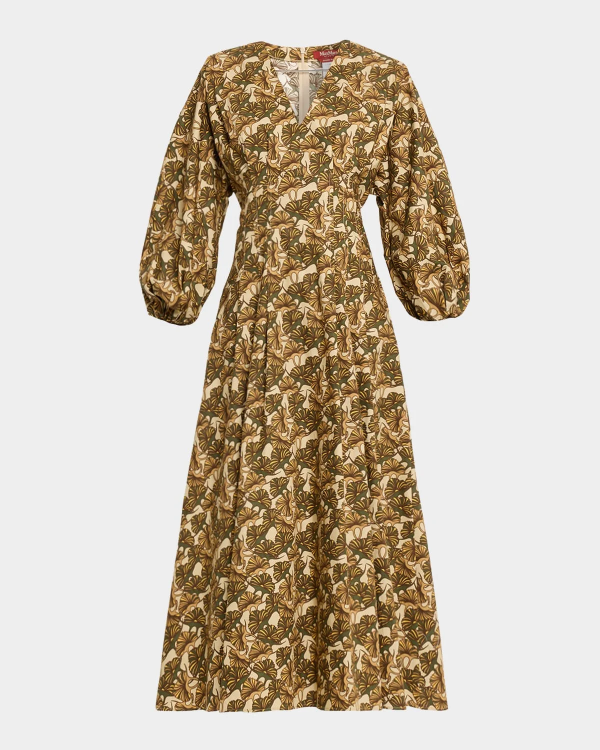 Astice Pleated Abstract-Print Cotton Midi Dress - 1