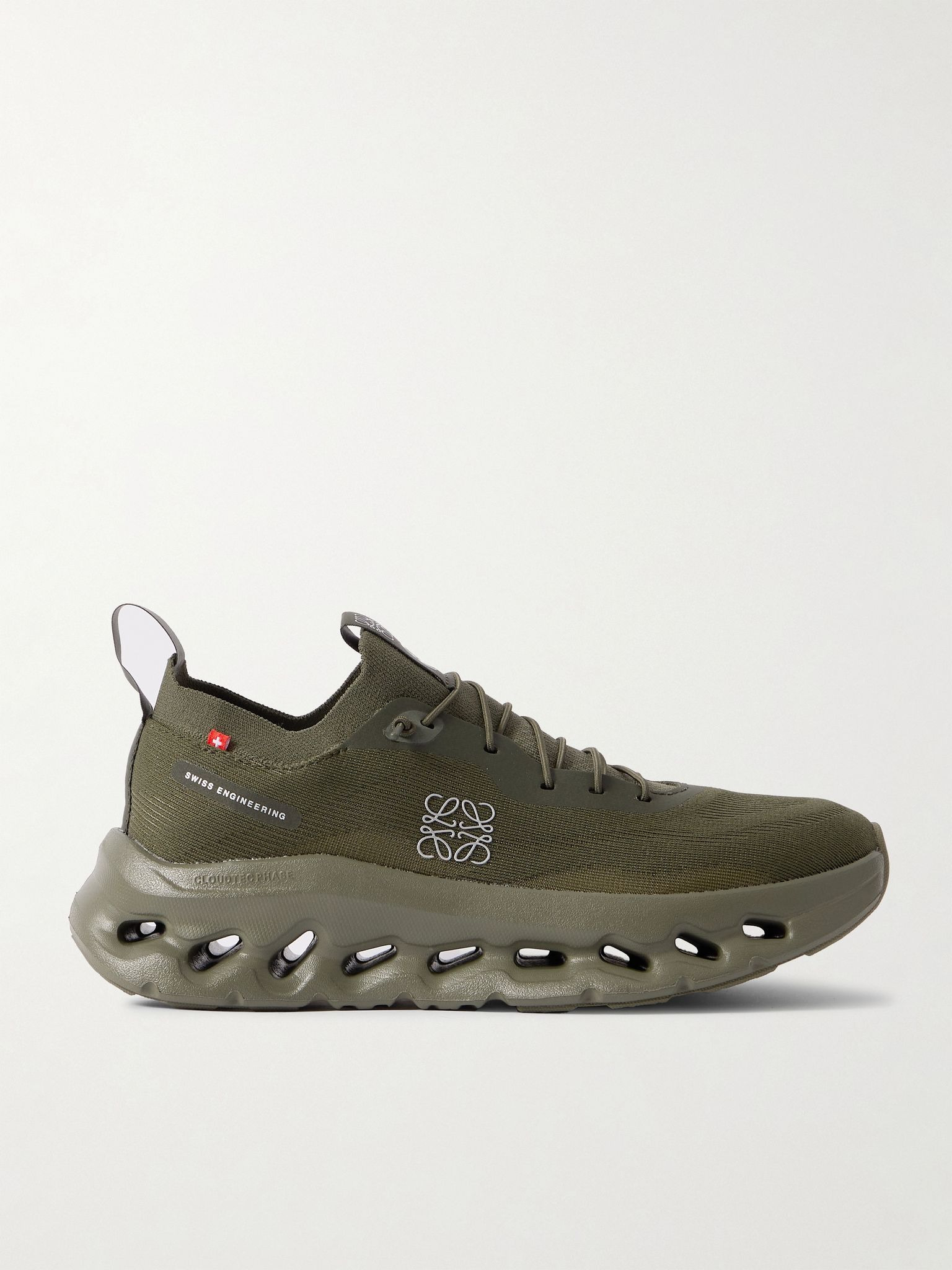 + ON Cloudtilt stretch recycled-knit sneakers Army green - 1