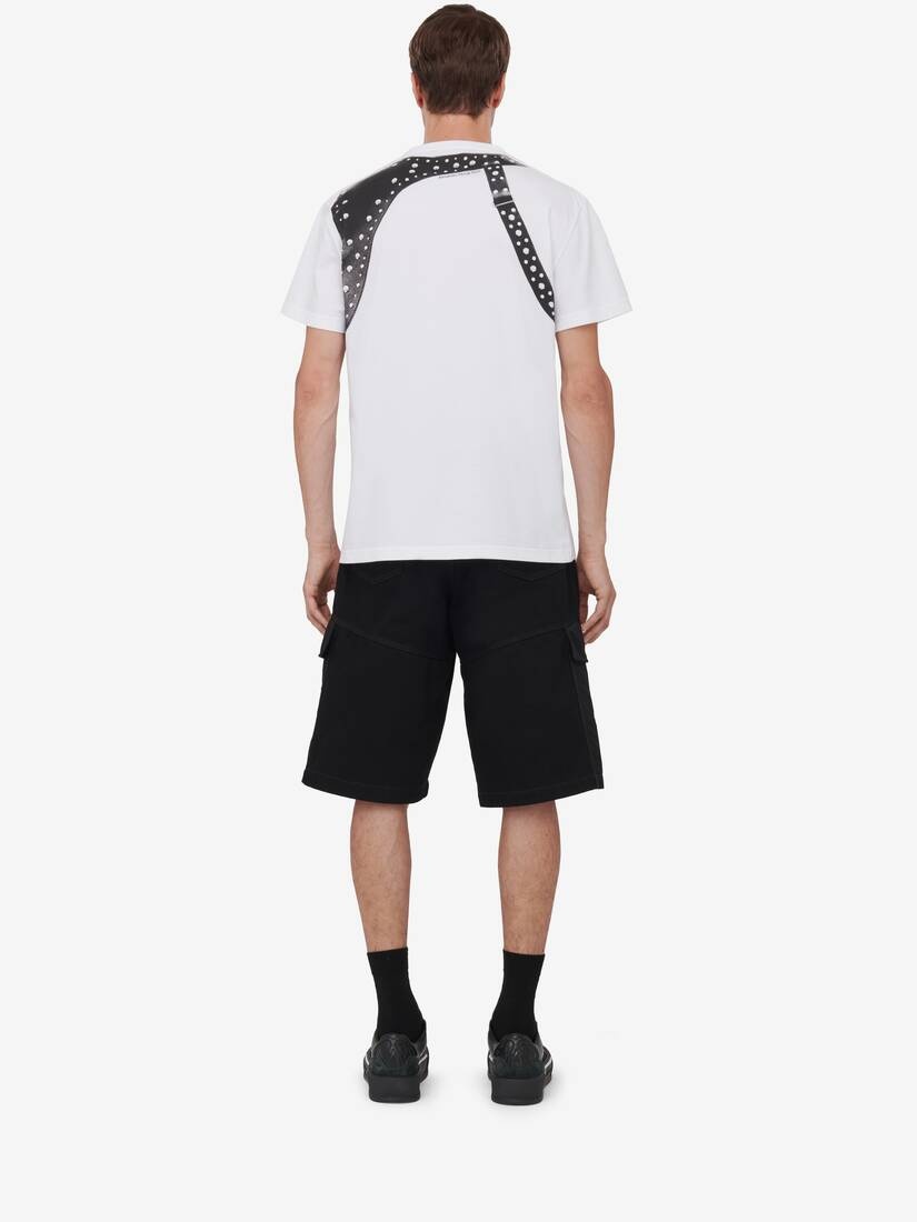 Men's Studded Harness T-shirt in White/black - 4