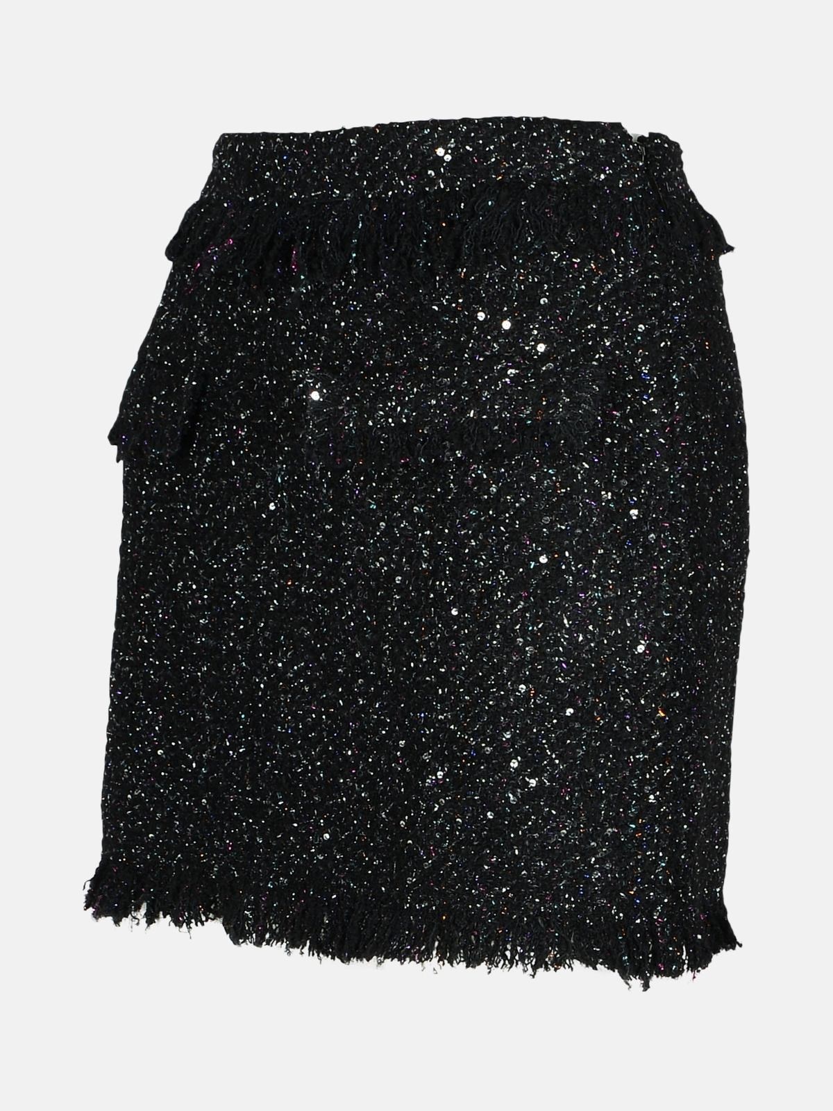 BLACK WOOL BLEND SKIRT - 2
