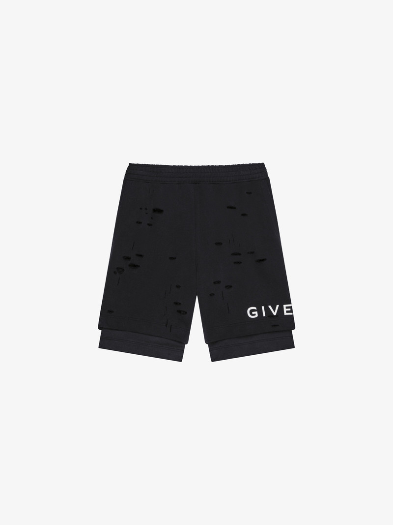 GIVENCHY BERMUDA SHORTS IN FELPA WITH DESTROYED EFFECT - 1