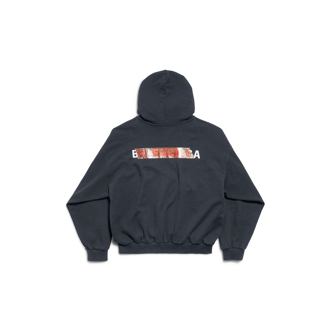 Men's Taped Balenciaga Back Hoodie Medium Fit in Faded Black - 6