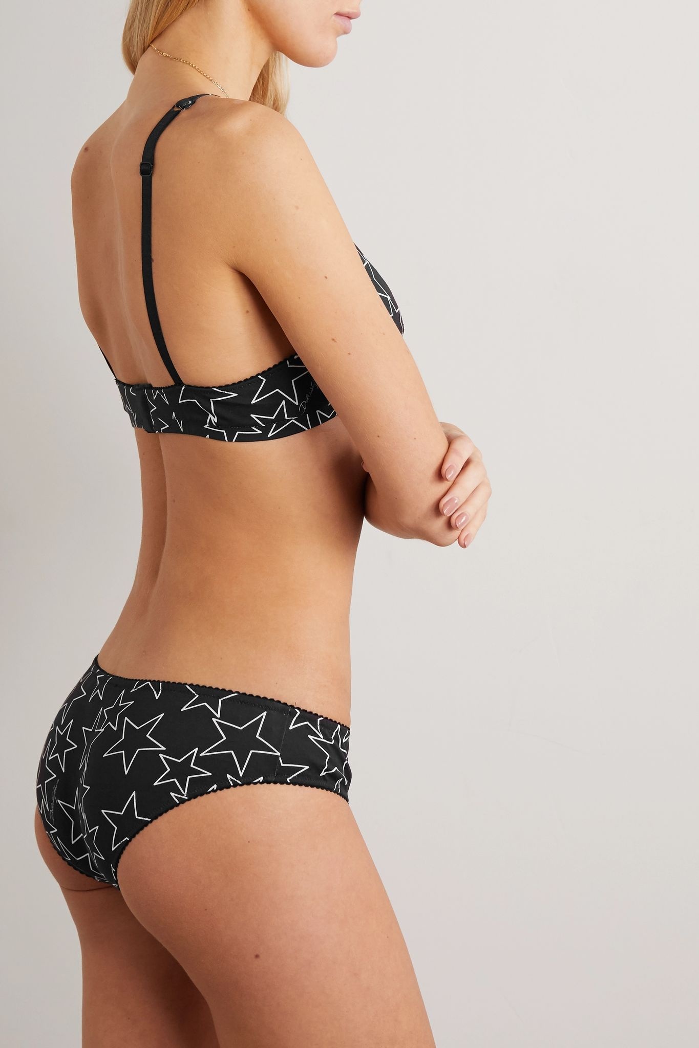 Printed cotton-jersey soft-cup triangle bra  - 3