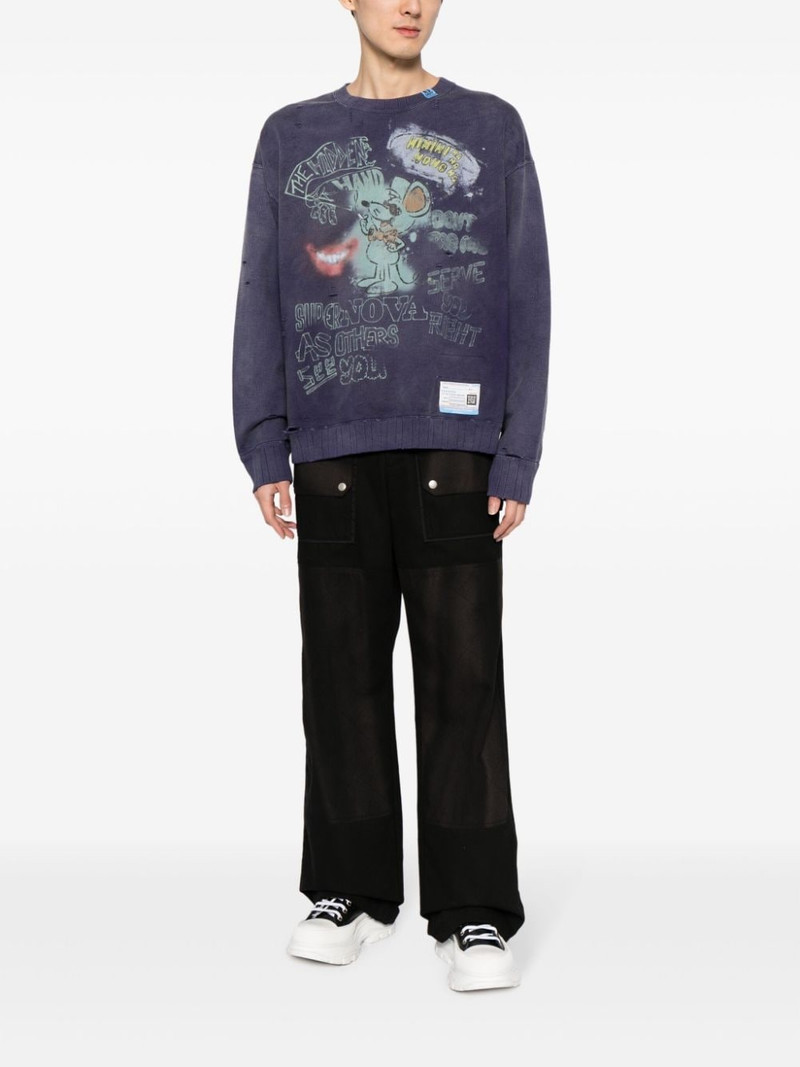 Maison MIHARAYASUHIRO logo-patch distressed sweatshirt outlook