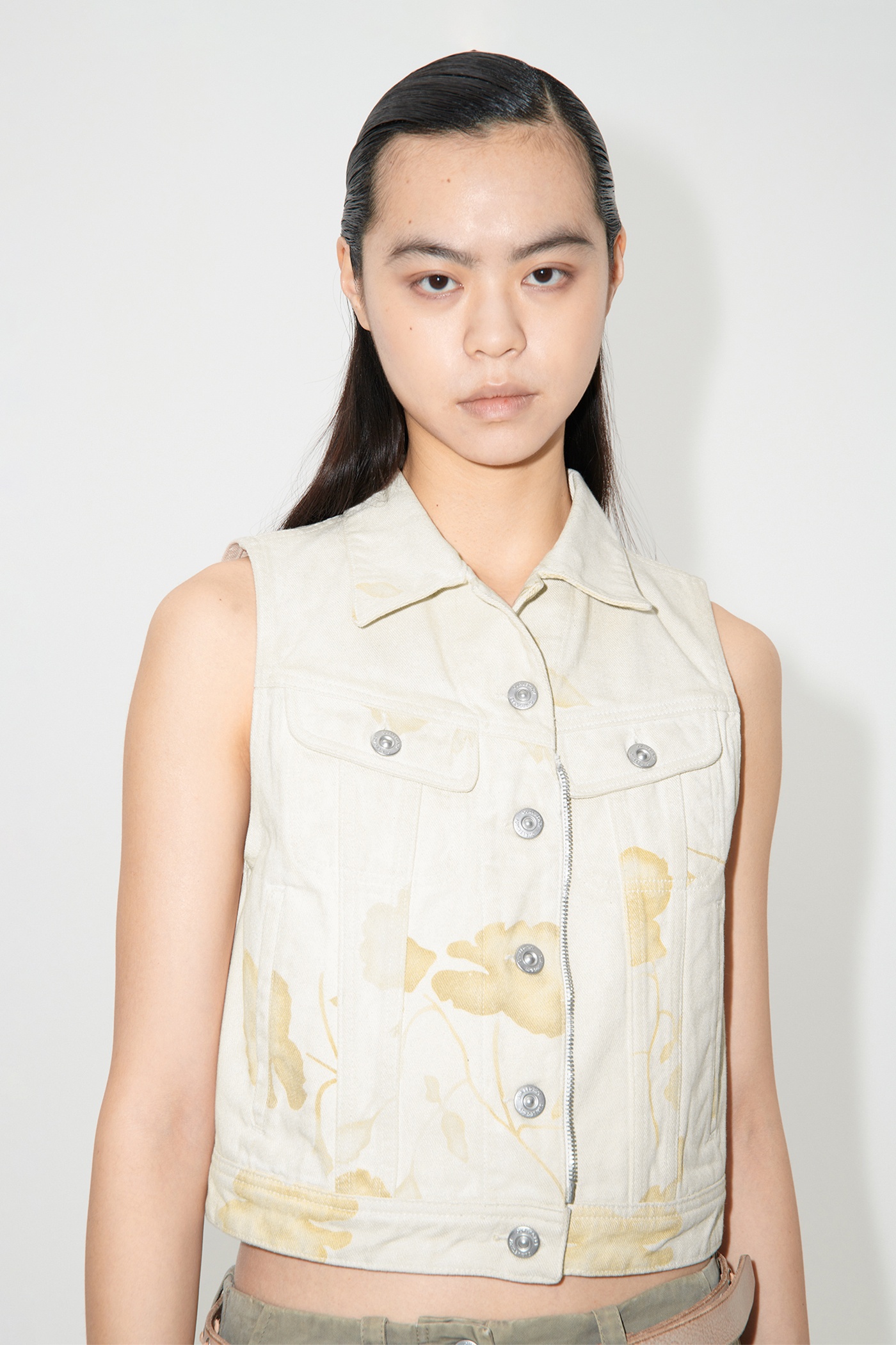 Mini Denim Vest Diurnal Flower Printed Denim - 3
