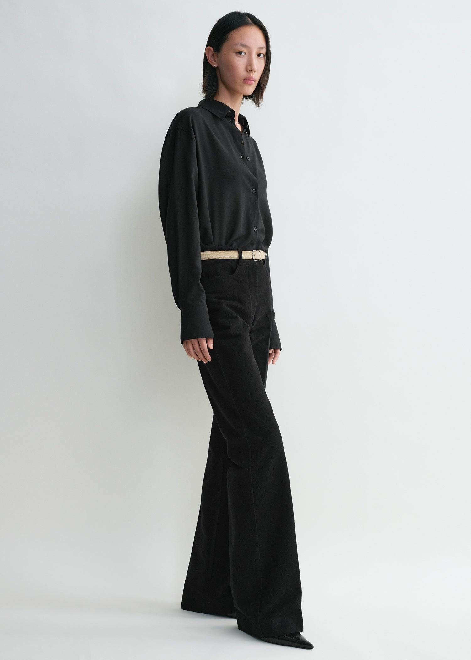 Flared moleskin trousers black - 3