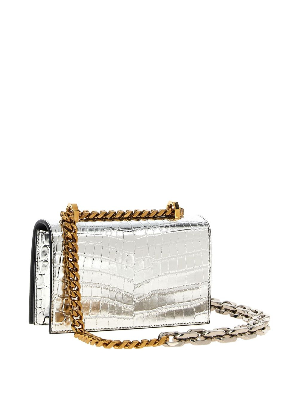 mini skull-embellished crocodile-effect crossbody bag - 2