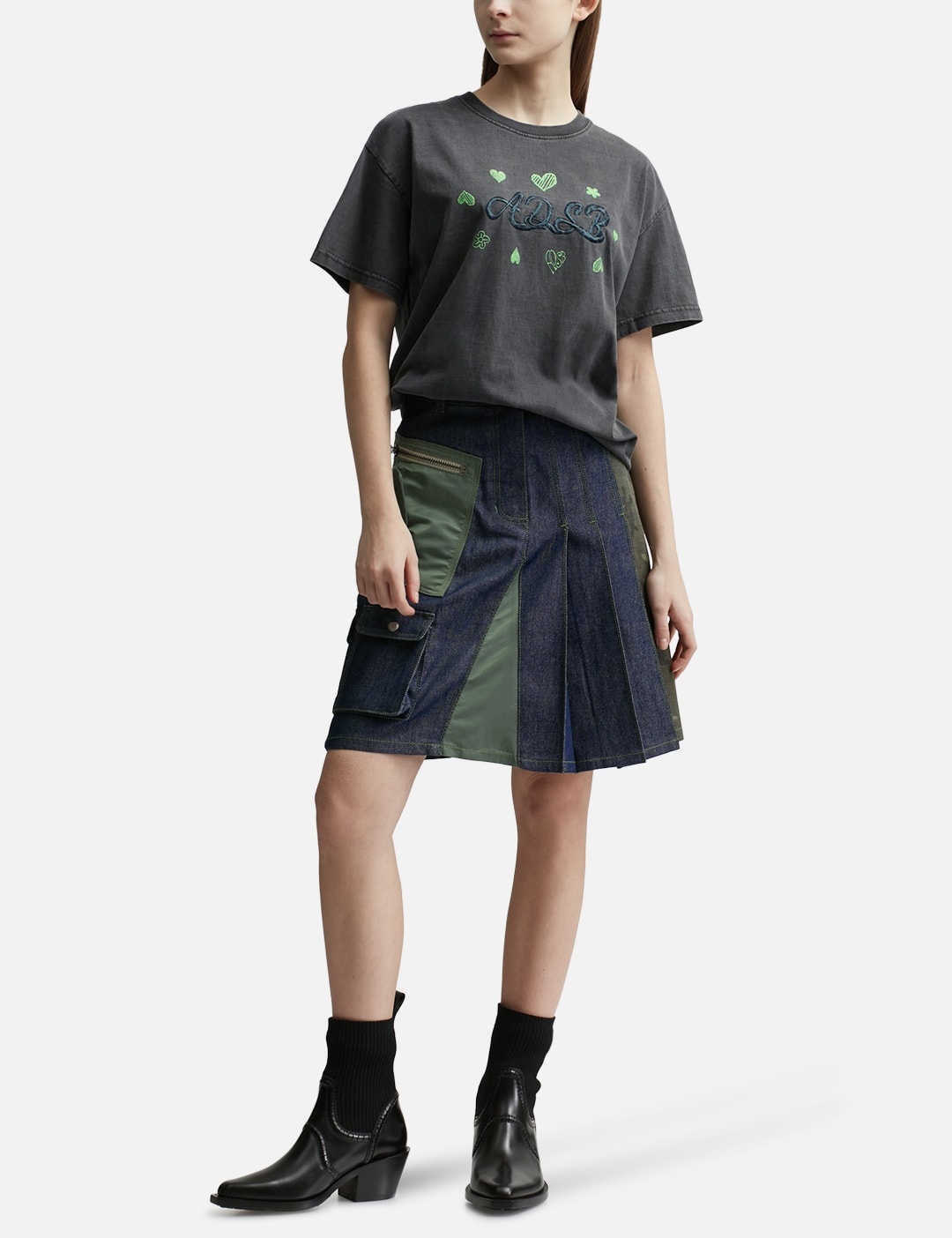 スカート [Anderson Bell] ADSB MARTA HALF PLEATS CARGO SKIRTS Andersson Bell Marta Half Pleats Cargo Skirt 'Indigo