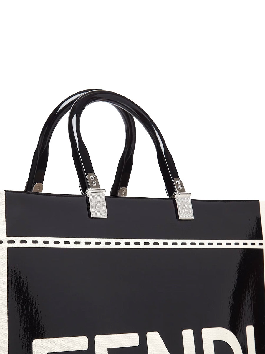 Medium Sunshine Shopper Canvas and Black Patent Leather - 3