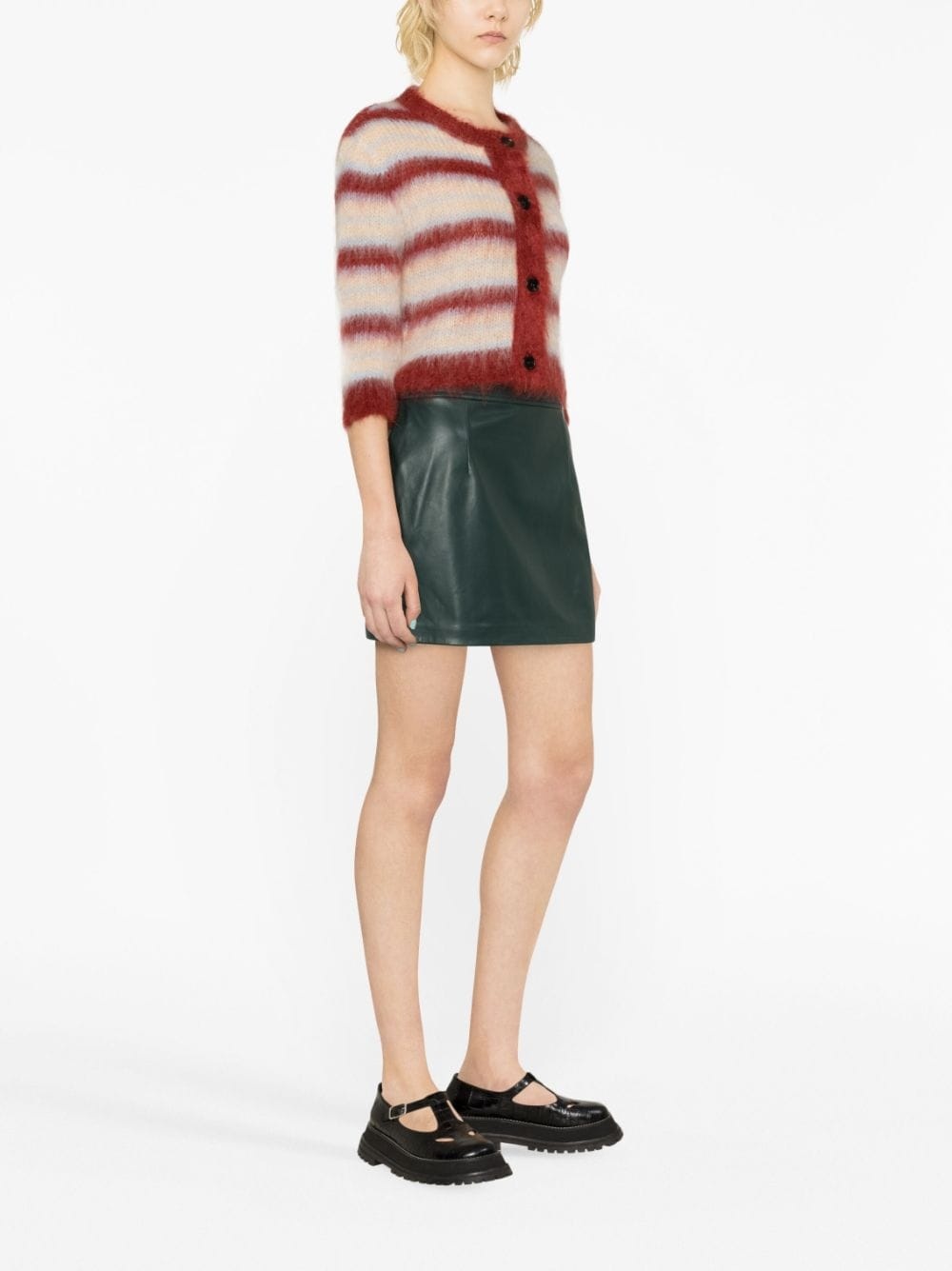 high-waist mini leather skirt - 4