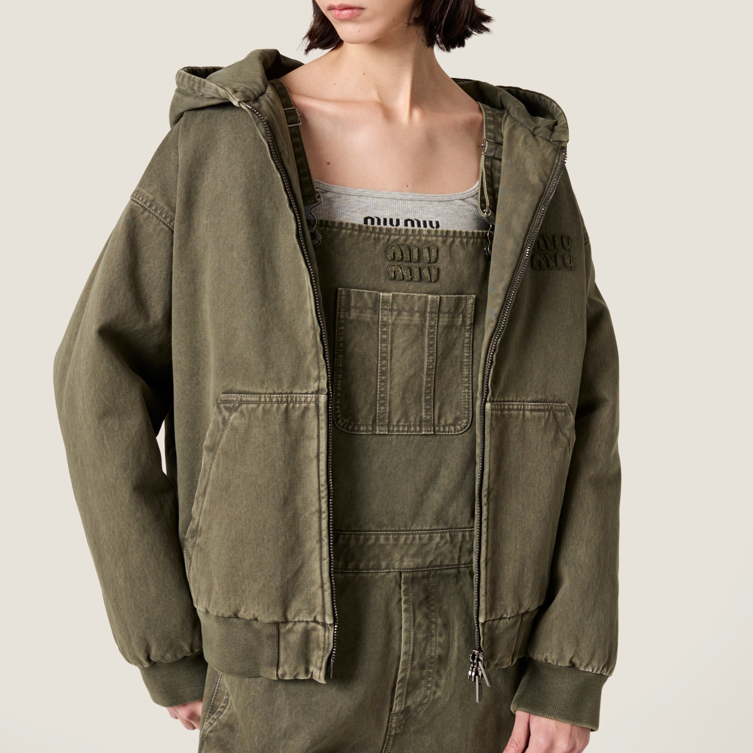 Garment-dyed blouson jacket with embroidered logo - 4