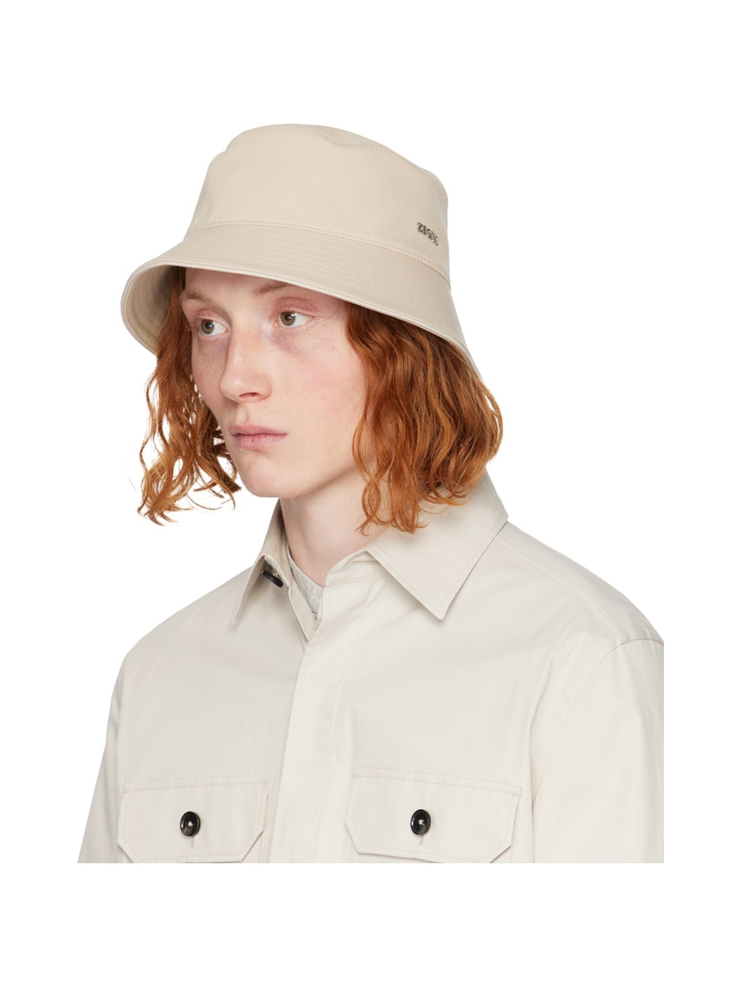 Beige 'Cotton And Wool' Bucket Hat - 4