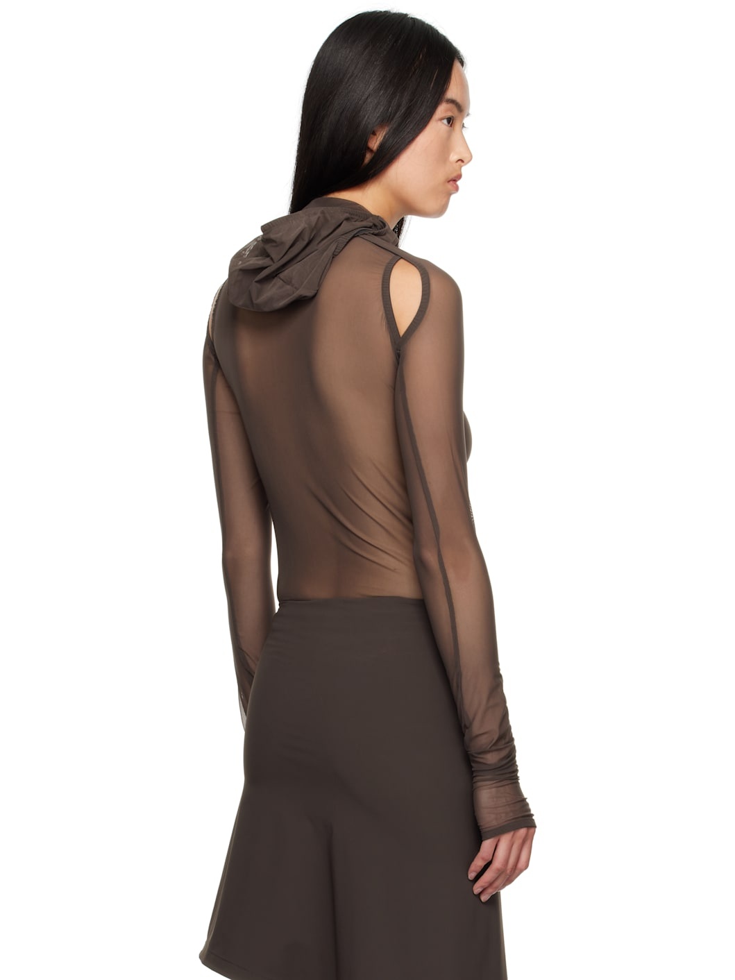 Brown Mesh Hoodie - 3