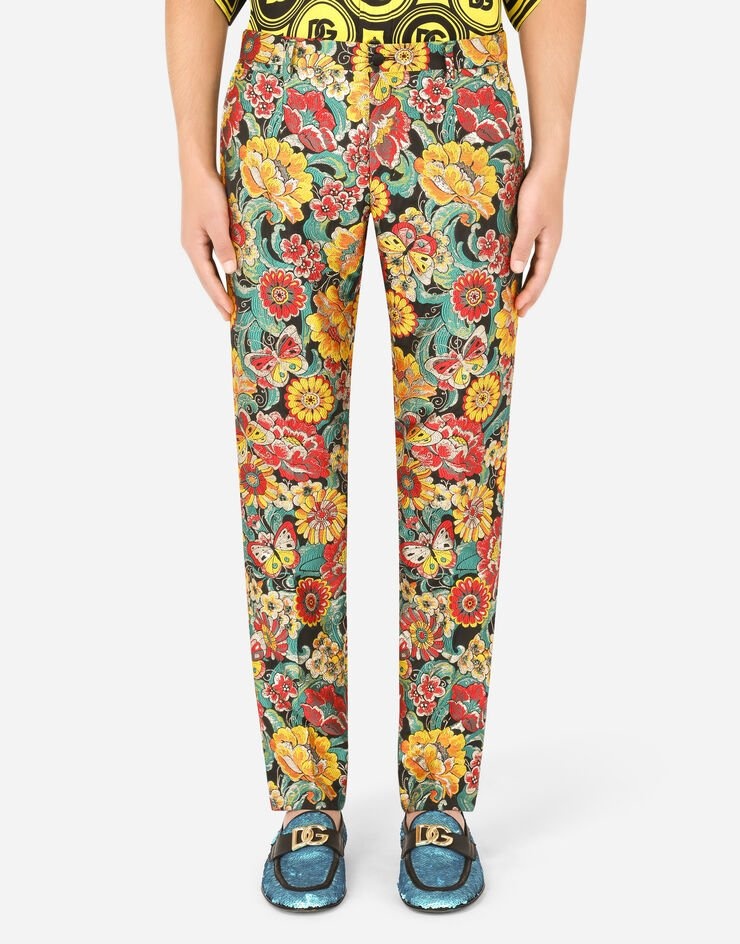 Floral lamé jacquard pants - 1