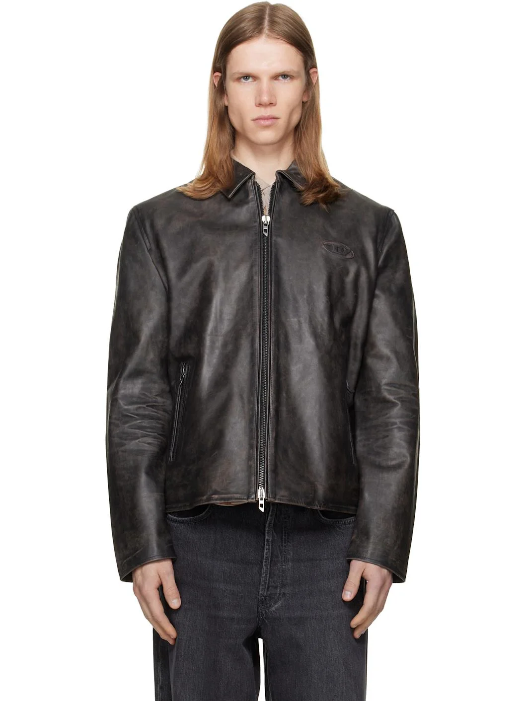 Brown Treated Leather Coach Jacket - 1