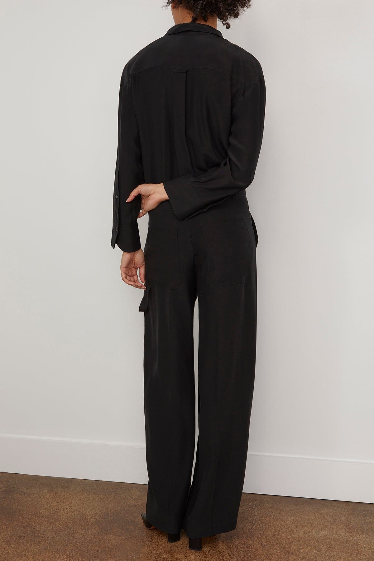 Shiny Statement Jumpsuit in Pure Black - 4