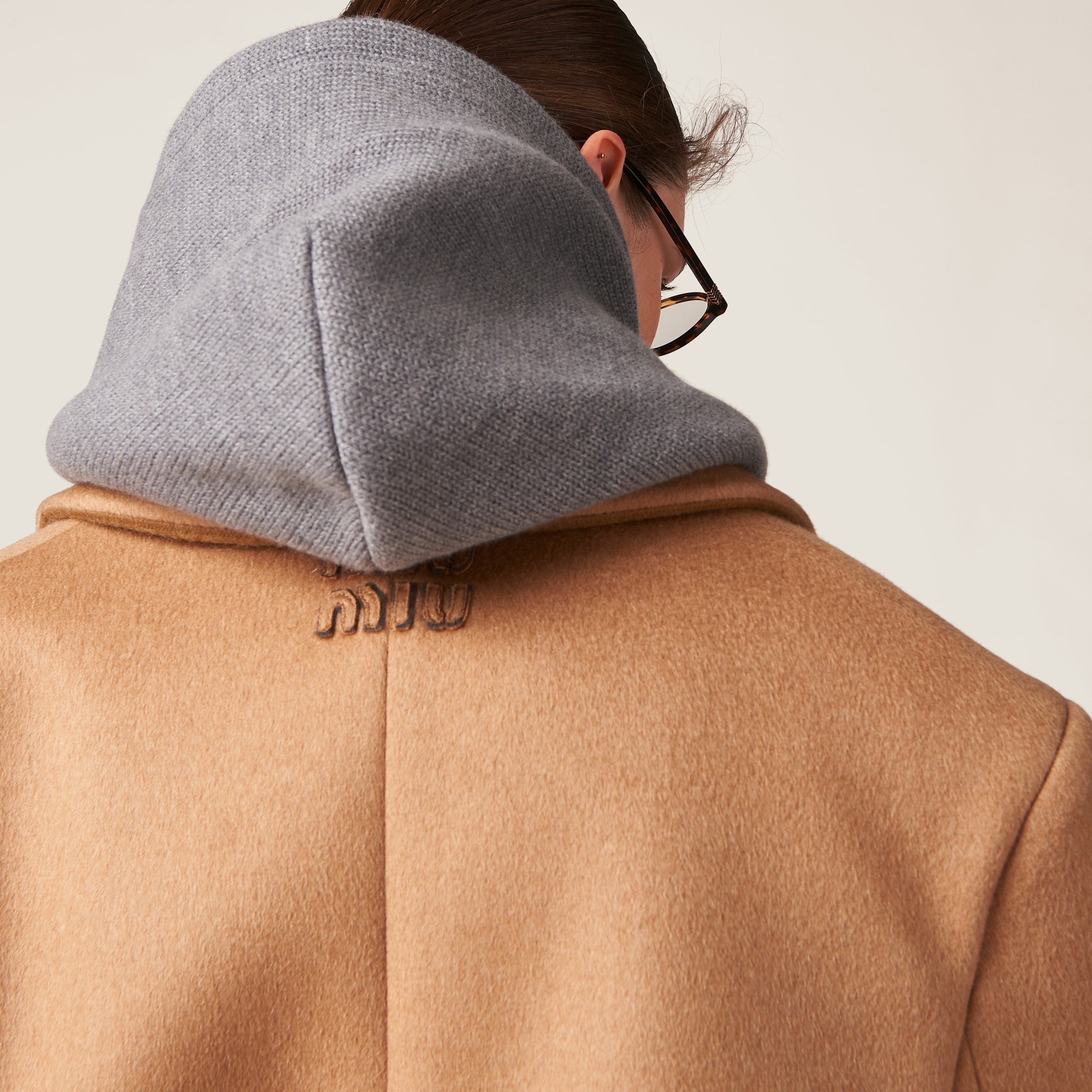 Miu Miu Double-breasted camel hair jacket | miumiu | REVERSIBLE