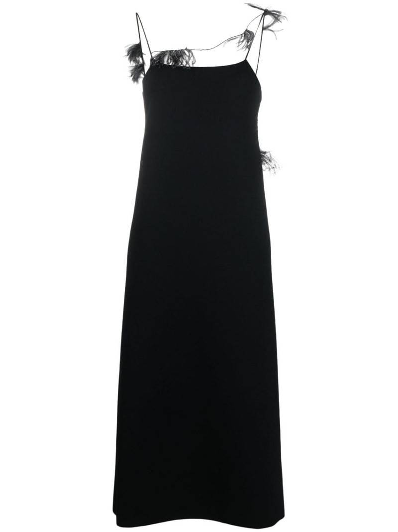 feather-trim slip dress 1