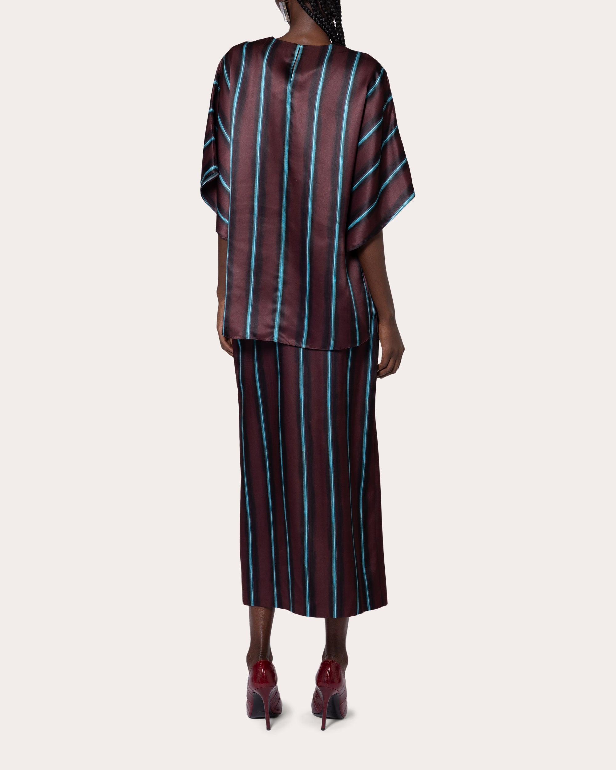 Nadra Stripe Silk Drape Top - 2