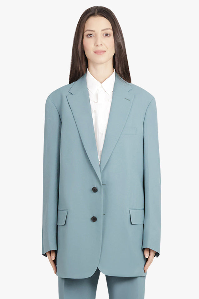 BLUNT SINGLE BREASTED RELAXED JACKET | TURQUOISE - 3