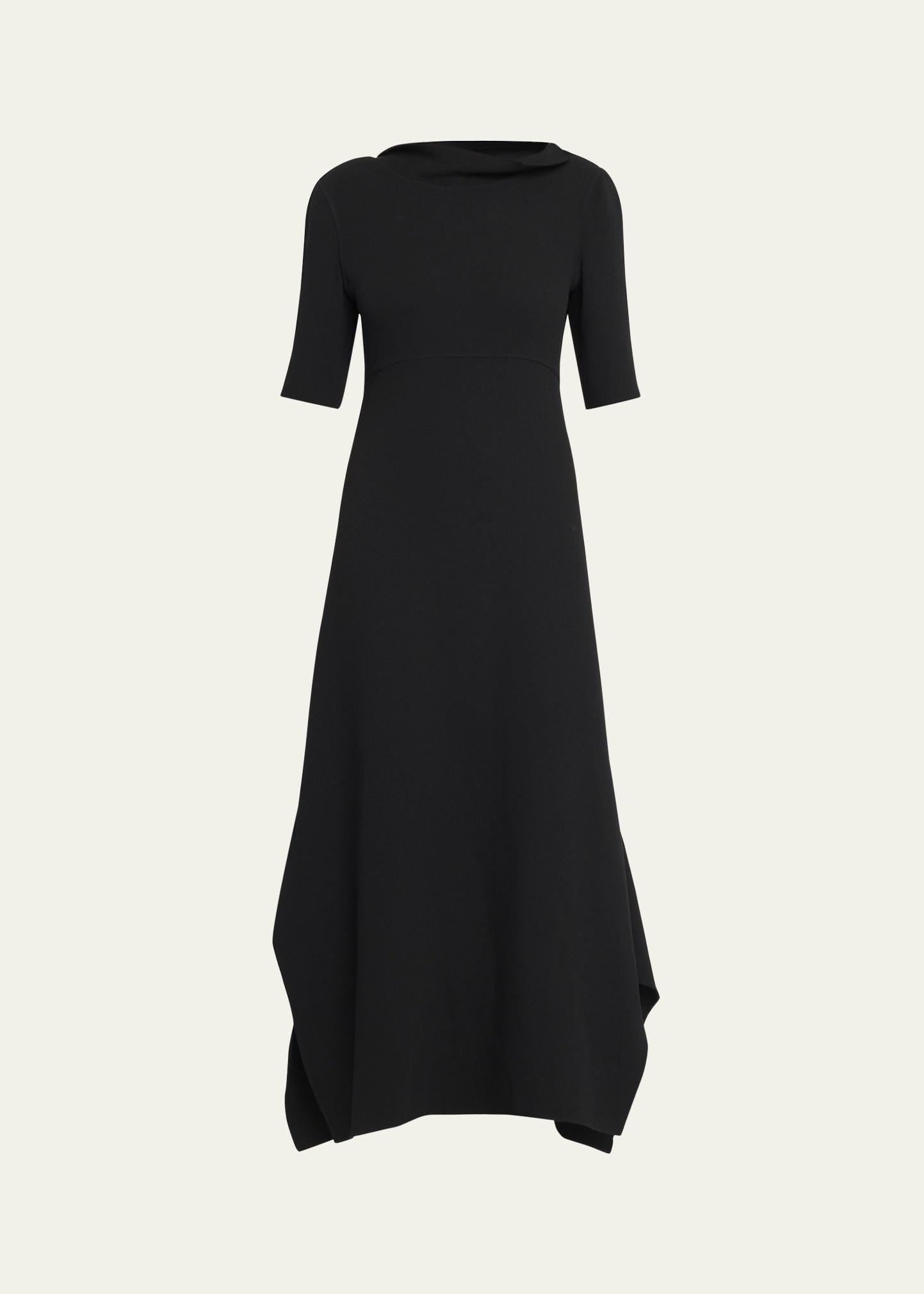 Faede Draped Back Long Silk Dress - 1