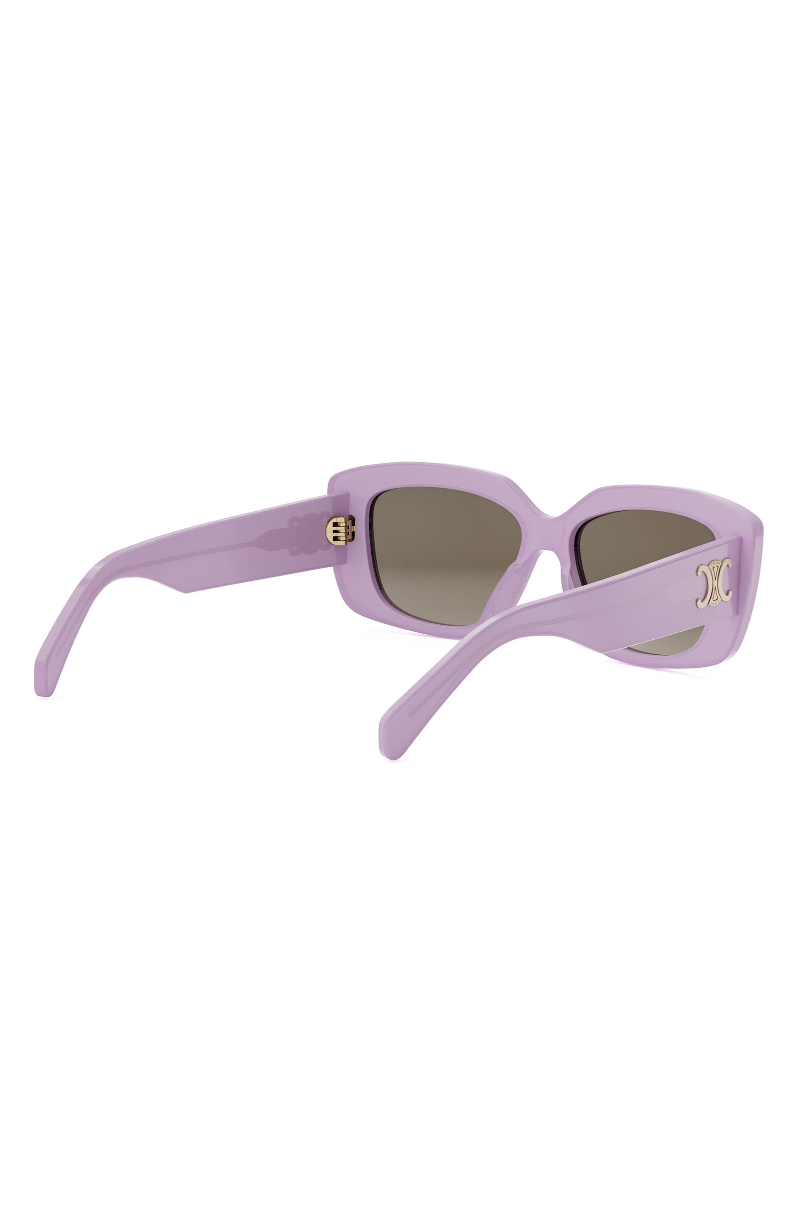 CELINE Triomphe 55mm Rectangular Sunglasses in Shiny Lilac /Gradient Brown at Nordstrom - 4