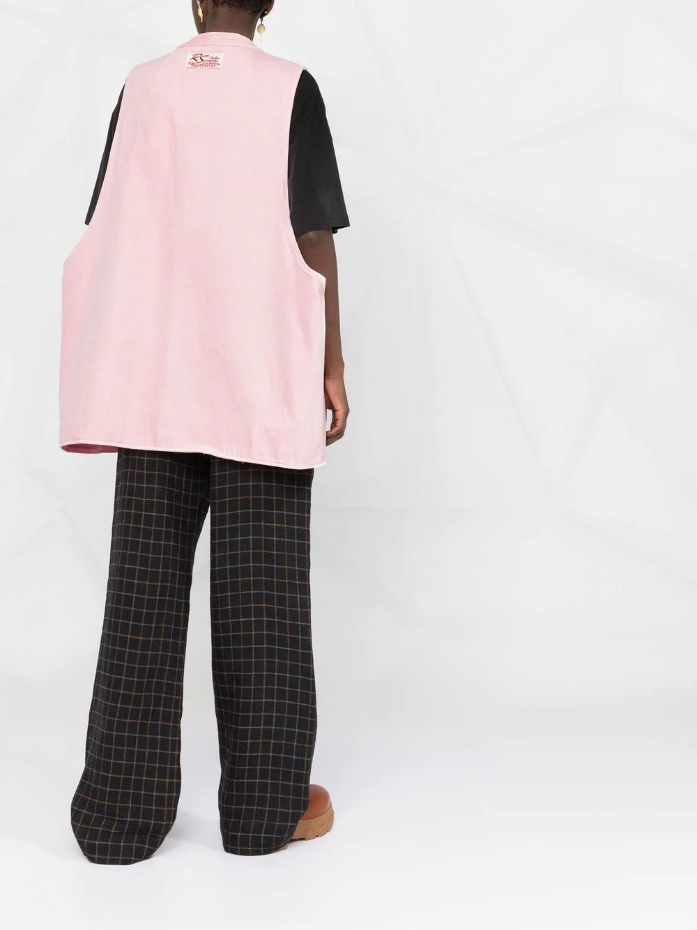 denim oversized logo patch gilet - 4