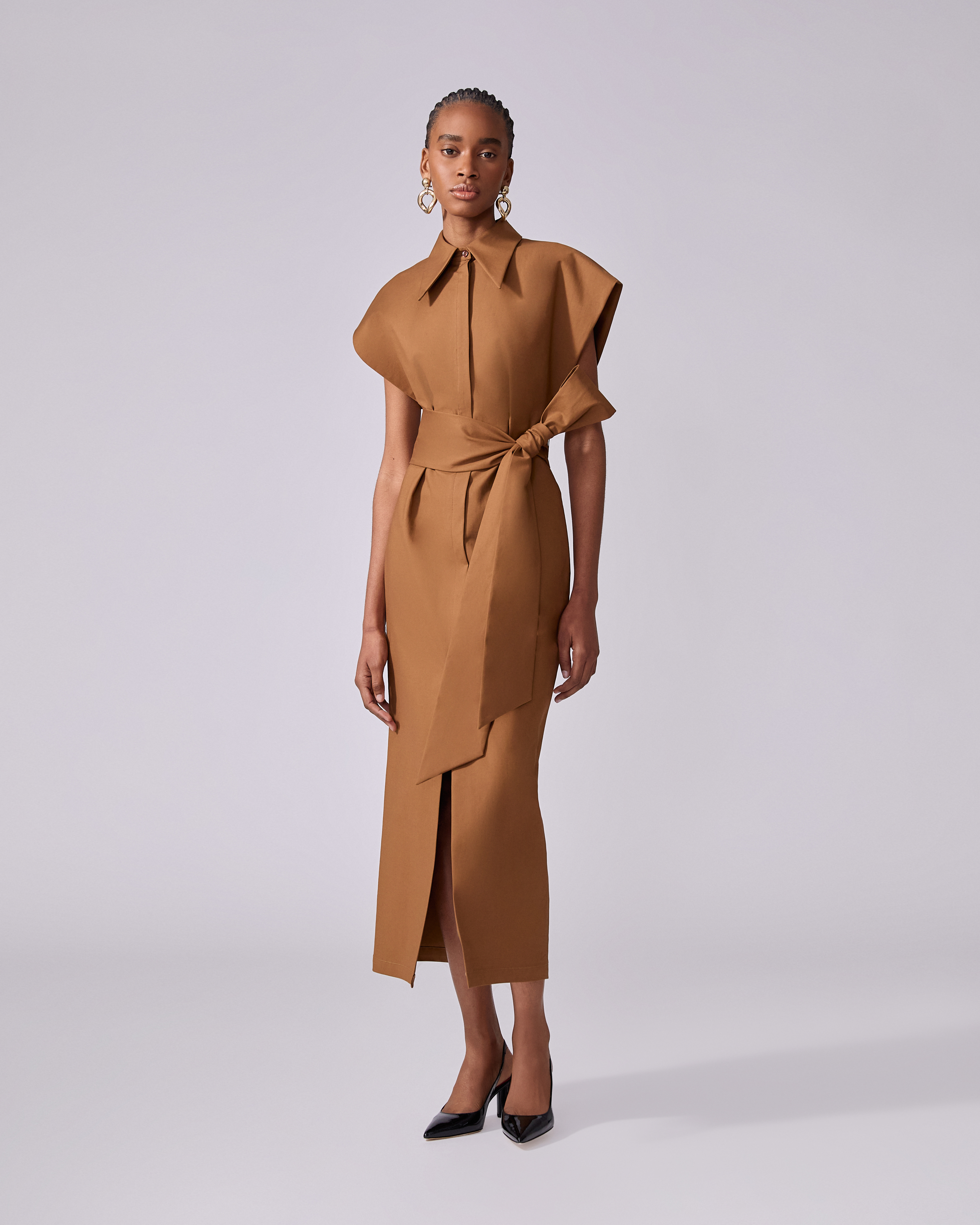 Cap-Sleeve Column Dress - 2