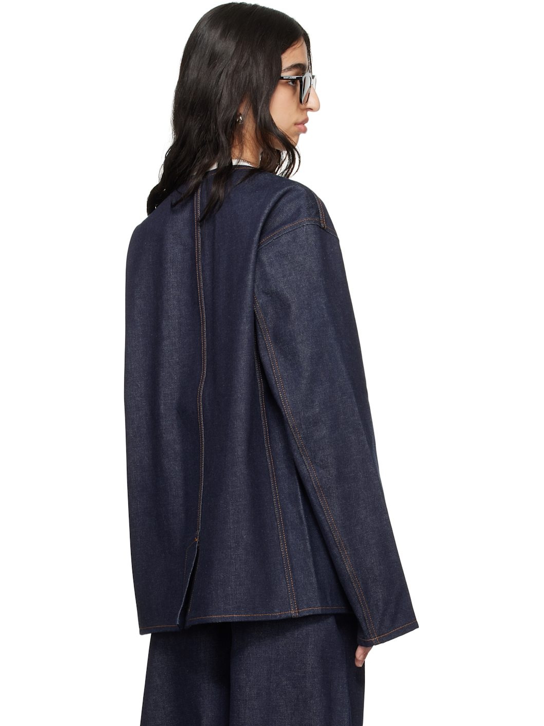 Blue Leon Collarless Raw Denim Jacket - 3