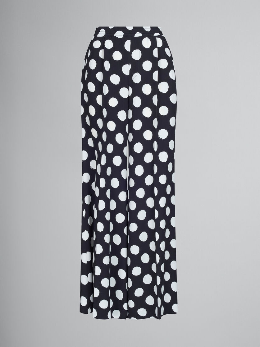 BLACK ELASTICATED PALAZZO TROUSERS WITH POLKA DOTS - 1