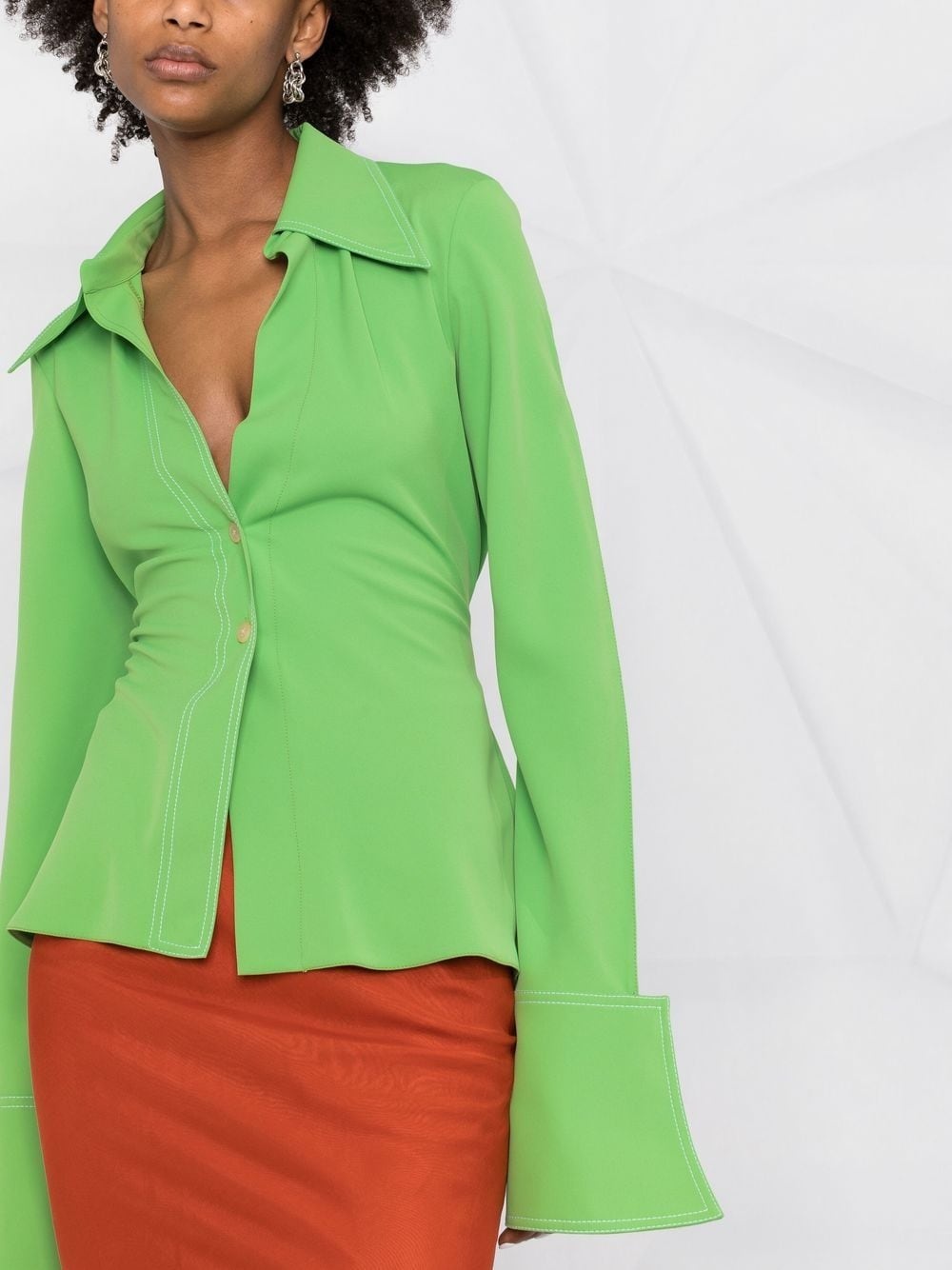 oversized cuffs ruched shirt - 3
