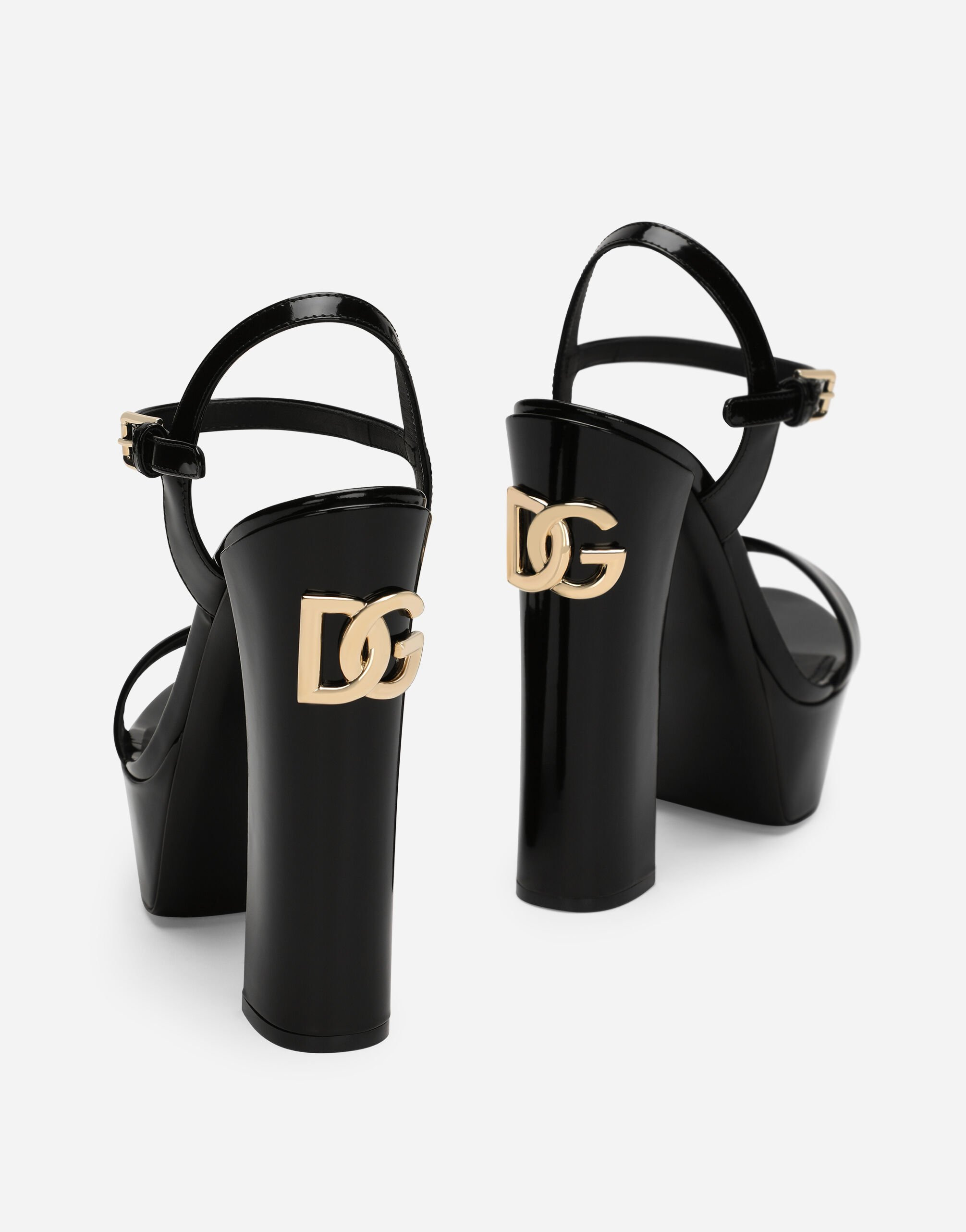 Polished calfskin platform sandals - 5