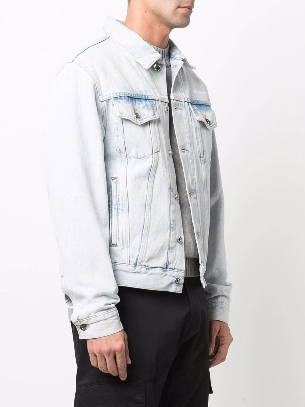 bleached-effect denim jacket - 3