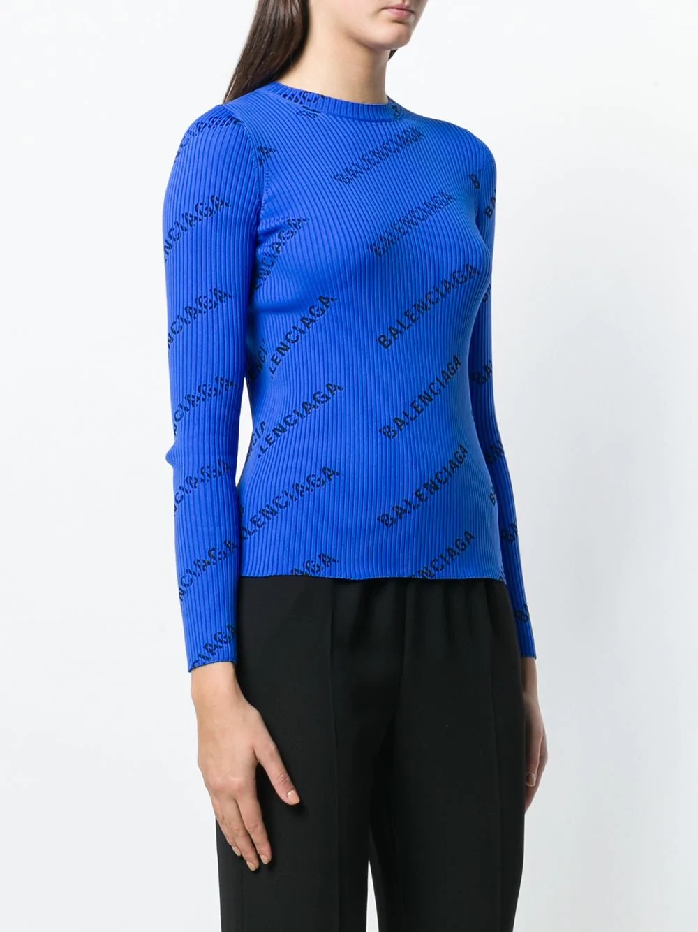 ribbed logo print sweater - 3