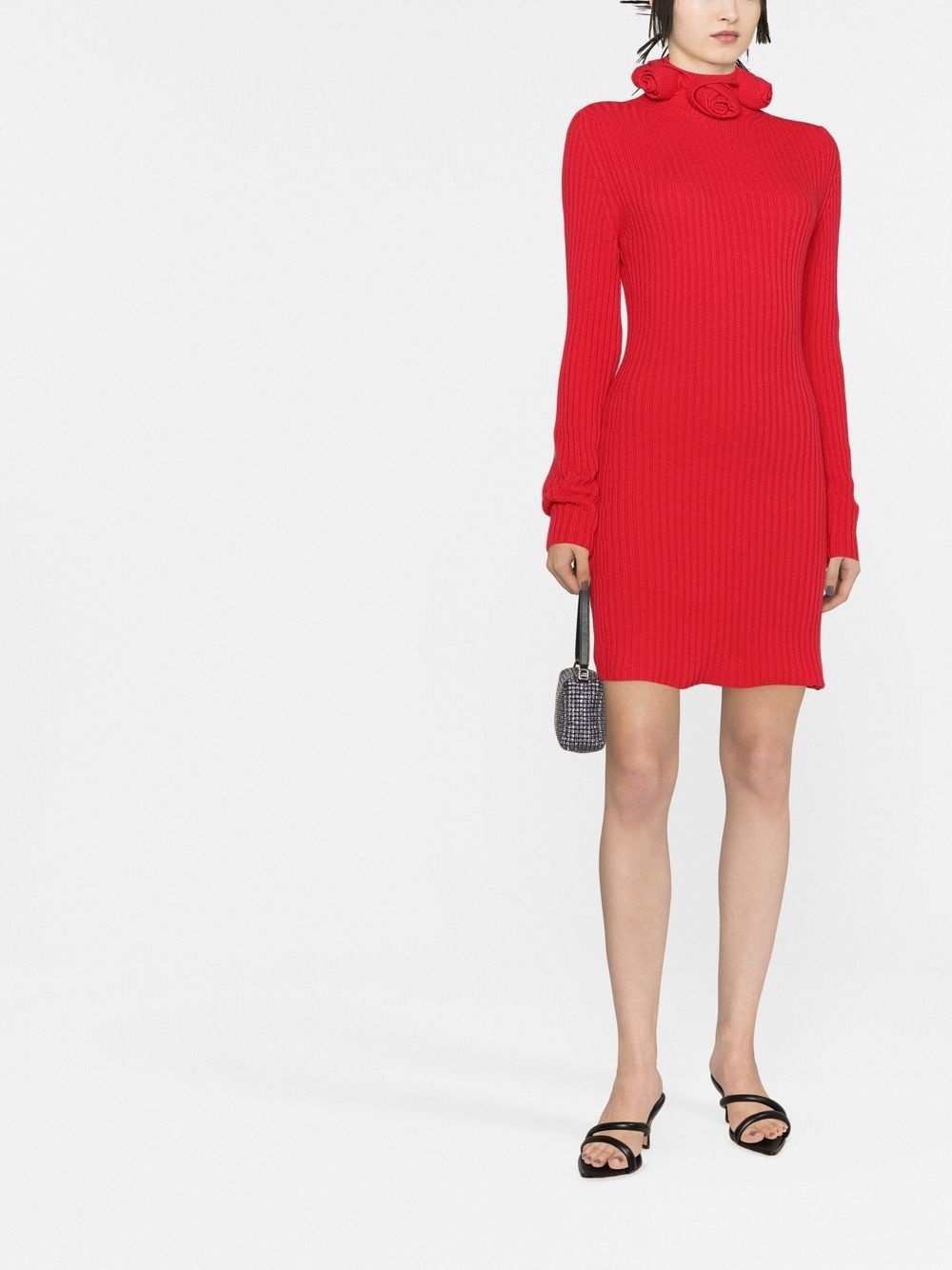 roll-neck wool mini dress - 2