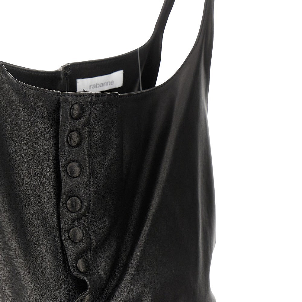 LEATHER DRAPED MIDI DRESS - 2