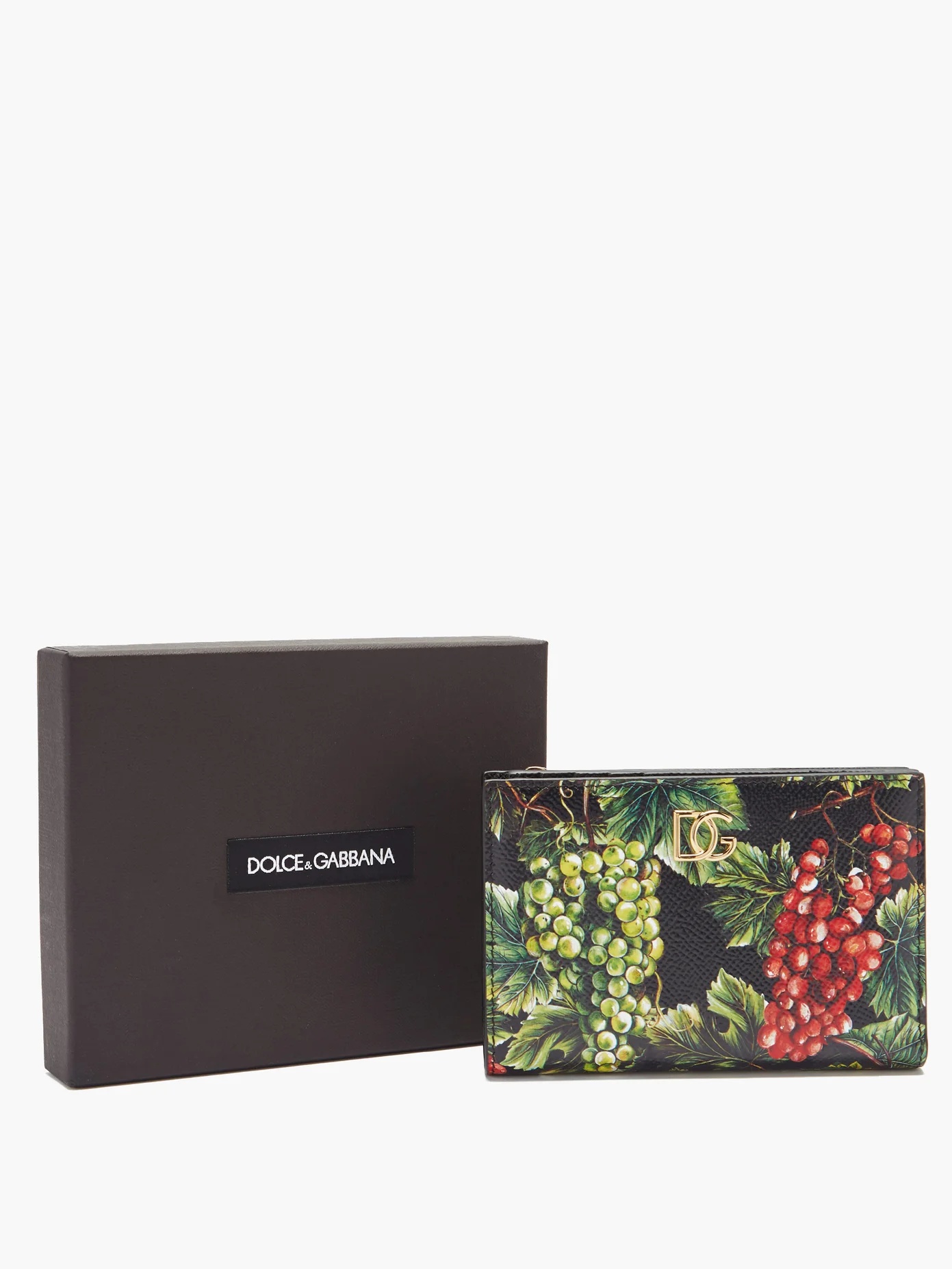 Grape-print leather bi-fold cardholder - 5