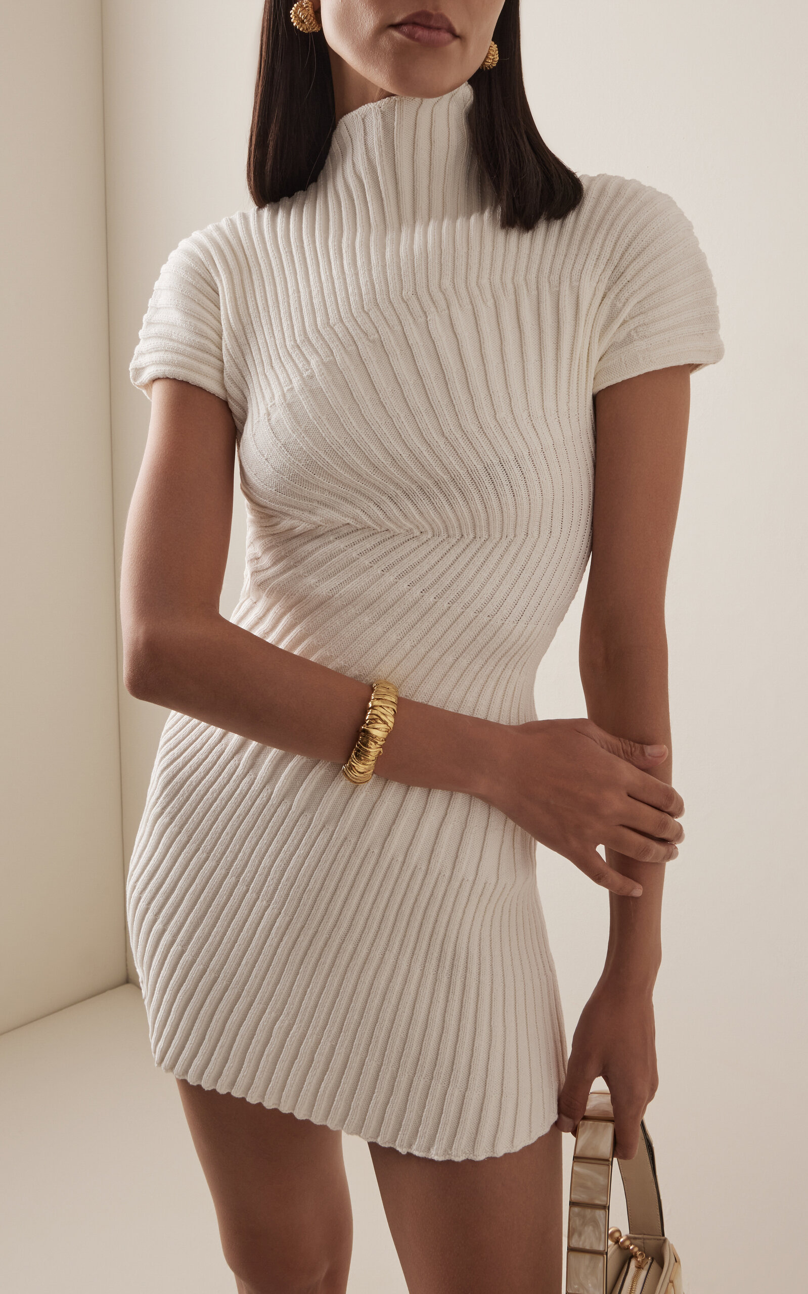 Luka Knit Cotton Mini Dress white - 3