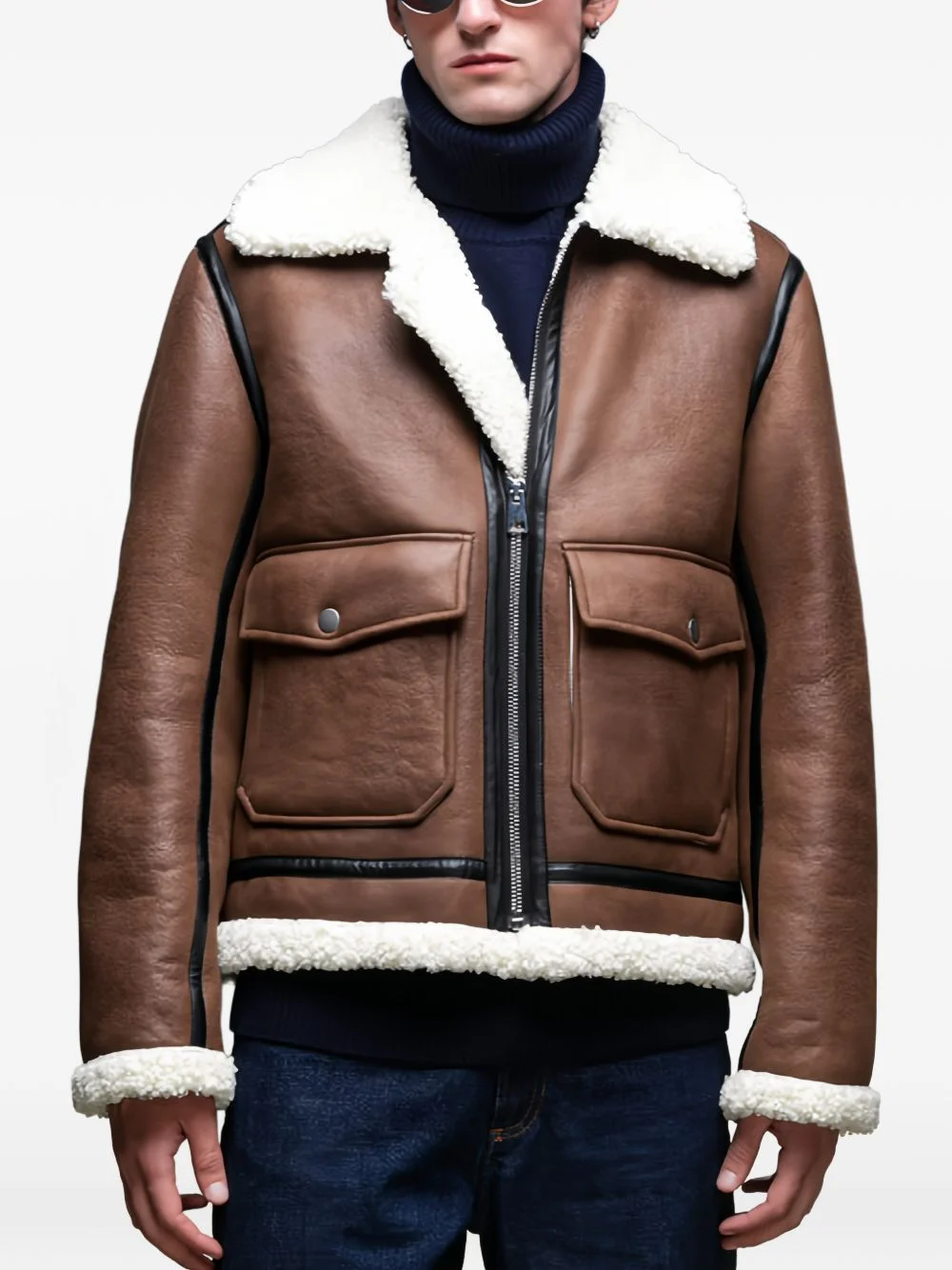 shearling-trim jacket - 1