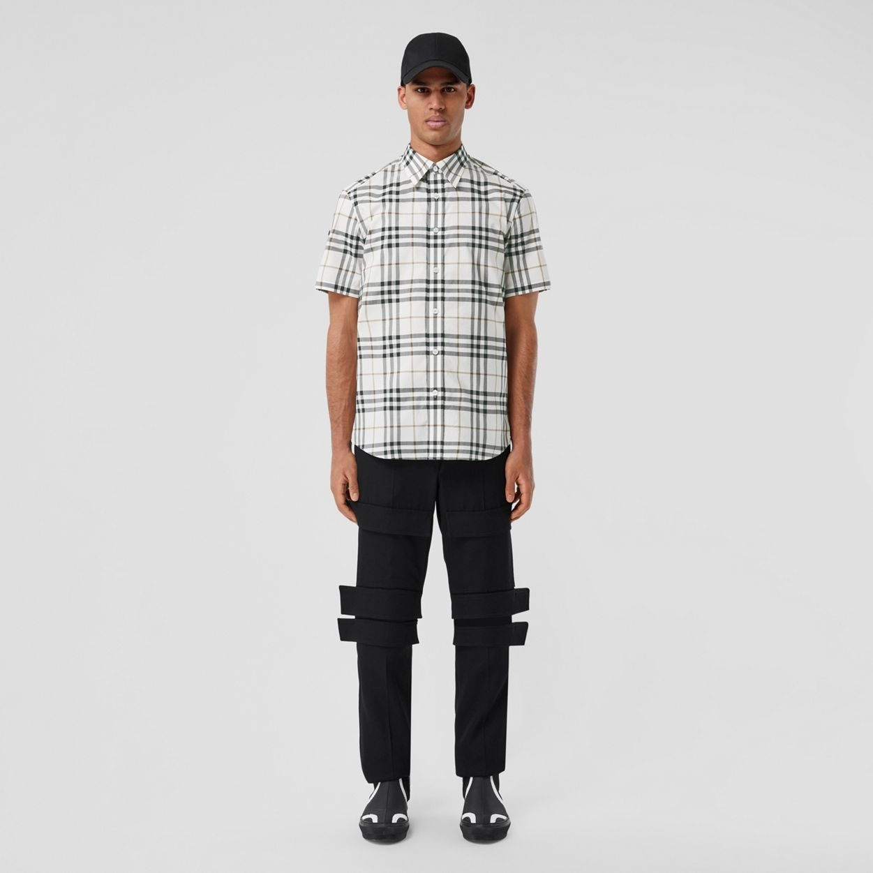 Short-sleeve Check Cotton Poplin Shirt - 2