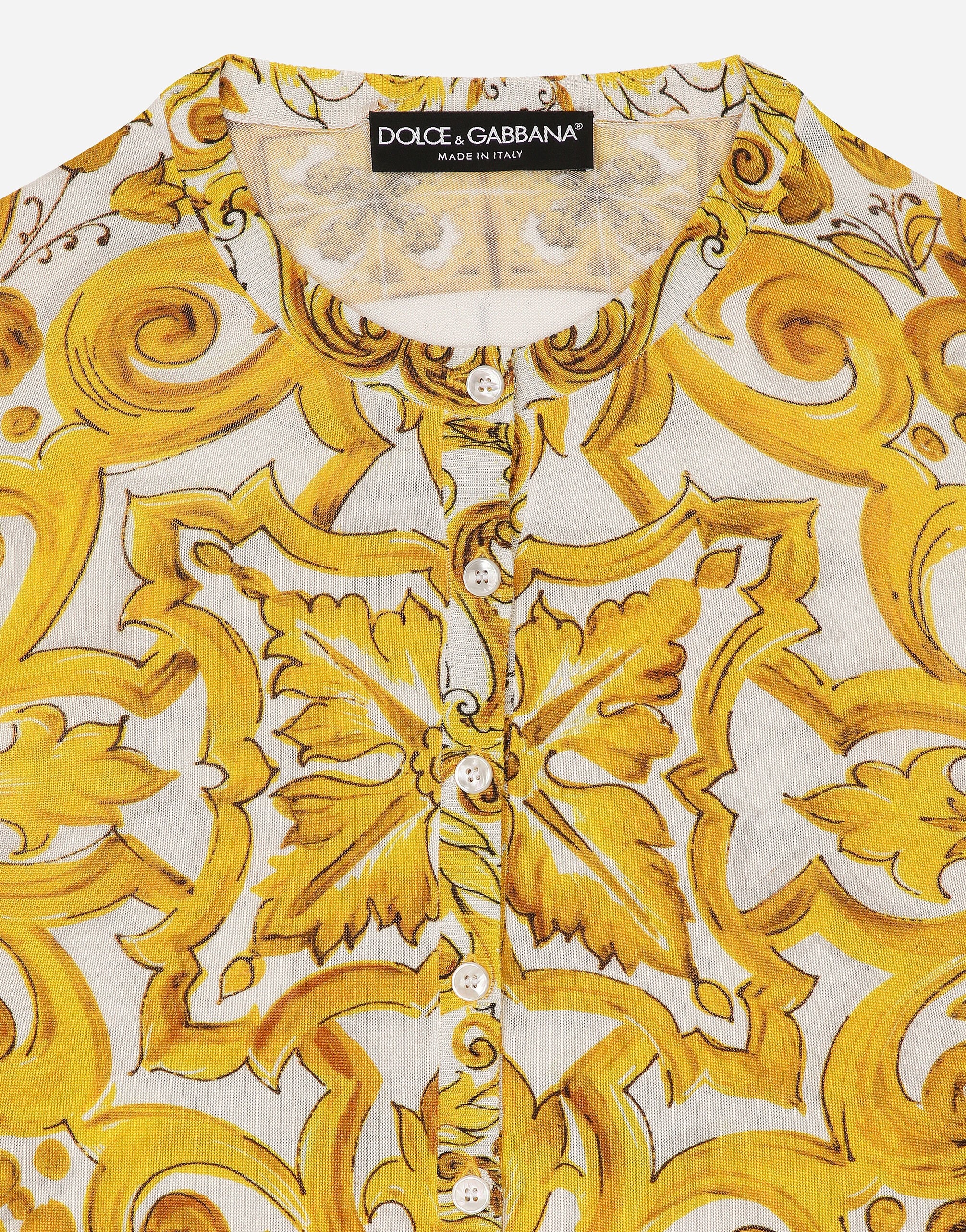 Long-sleeved silk cardigan with majolica print - 2