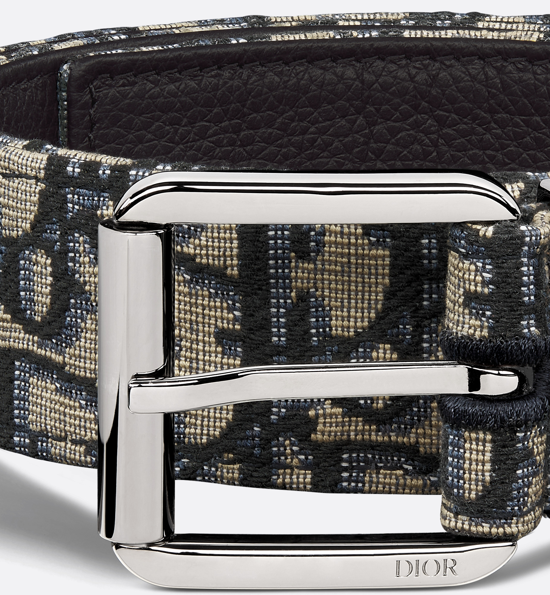 Dior ベルト Reversible Saddle Belt Black and Powder Beige Smooth