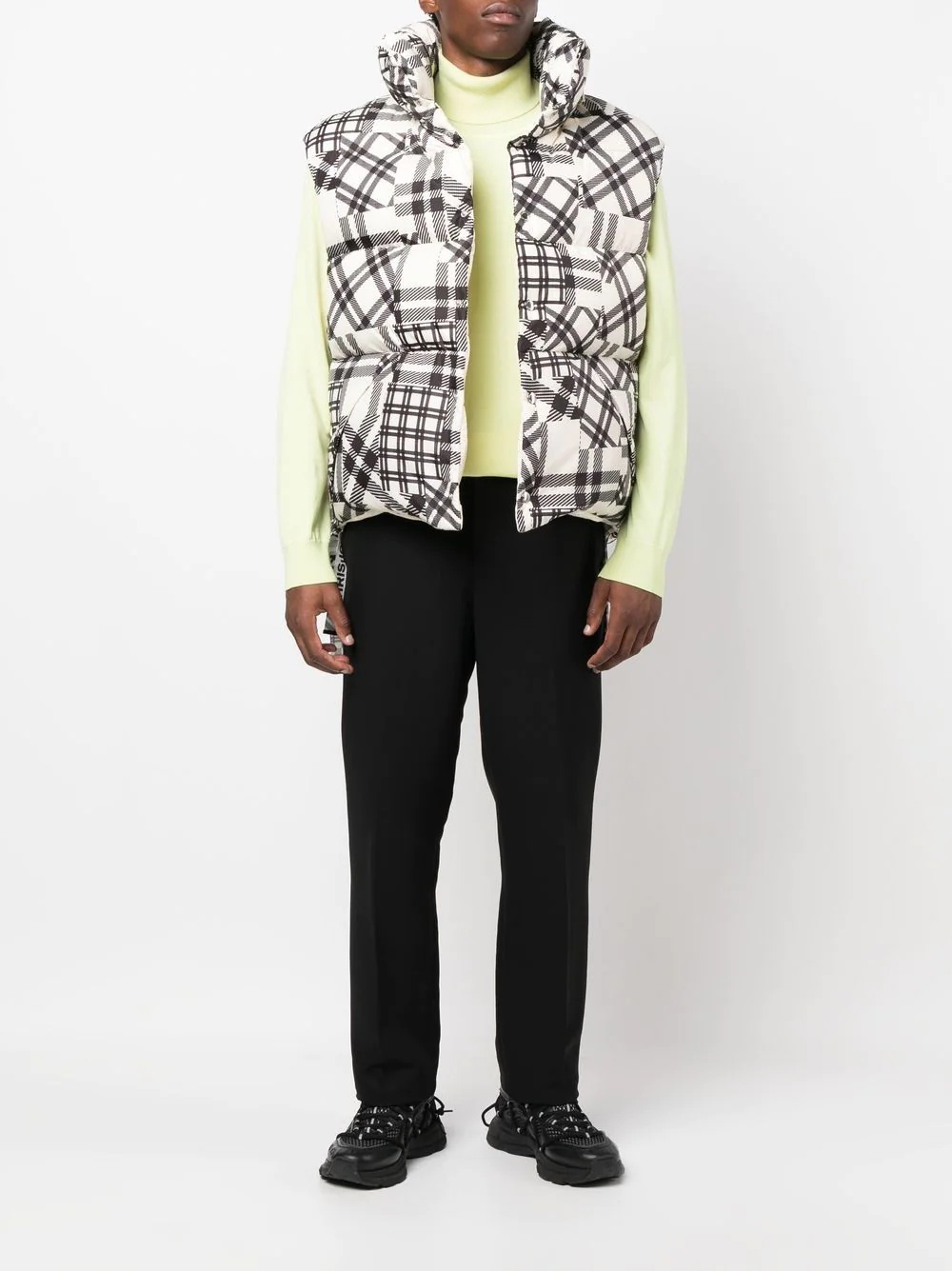 check-pattern padded gilet - 2